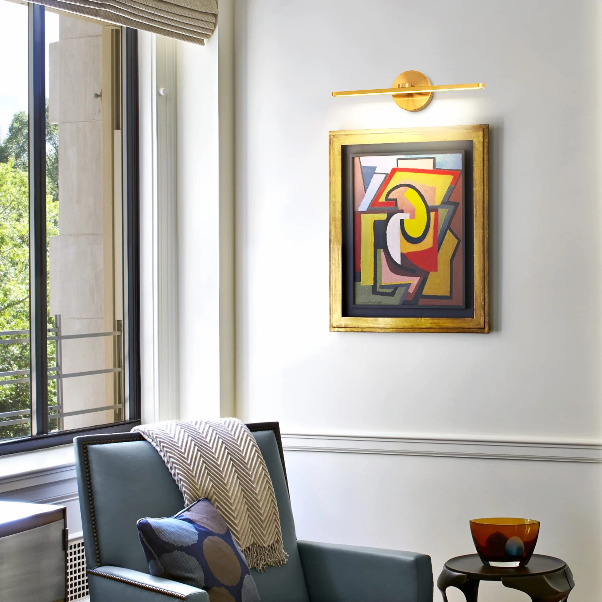 MantoLite Aplique LED latón pulido 40CM 12W IP44 3000K