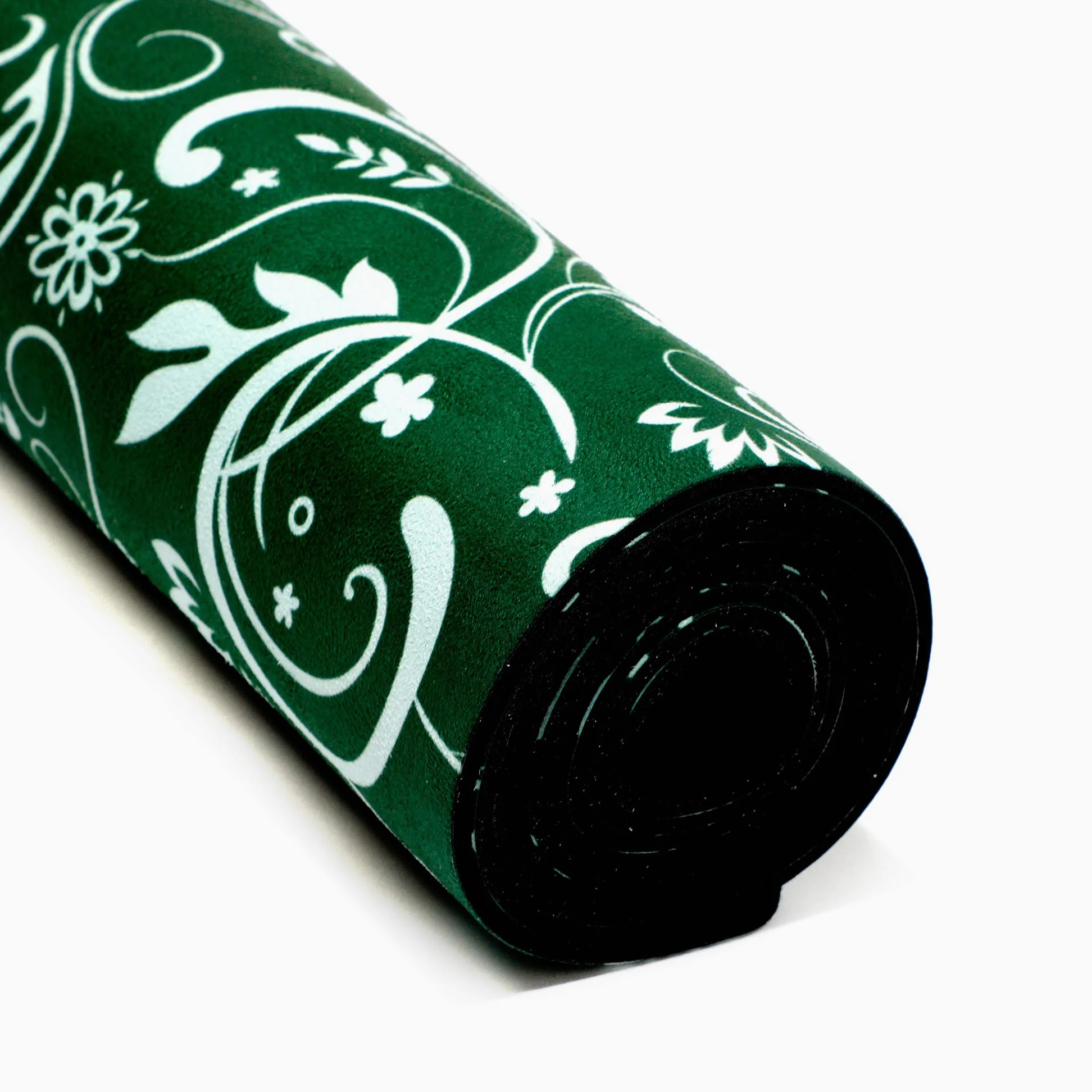 247YOGAMATS Esterilla de Yoga caucho y microfibra OLIVE FLORAL / 183 x 68 cm, 4 mm/Antideslizante/Apta lavadora/Yoga principiantes y avanzado/Cinta de transporte incluida