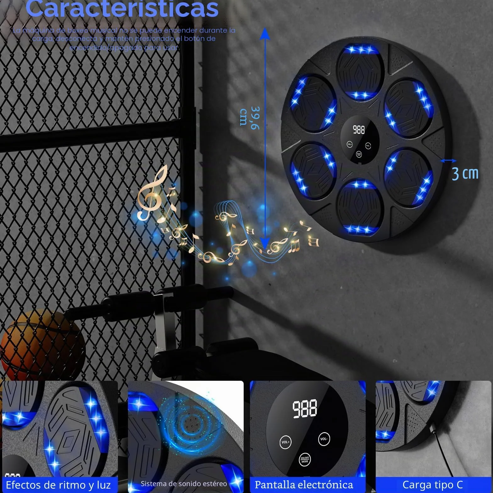 Maquina De Boxeo Musical, Music Boxing Machine Adultos con Guantes De Boxeo, MáQuina De Boxeo Musical con Bluetooth, Boxeo Pared con Luz, Music Boxing, Regalo De Boxeo para NiñOs Y Adultos