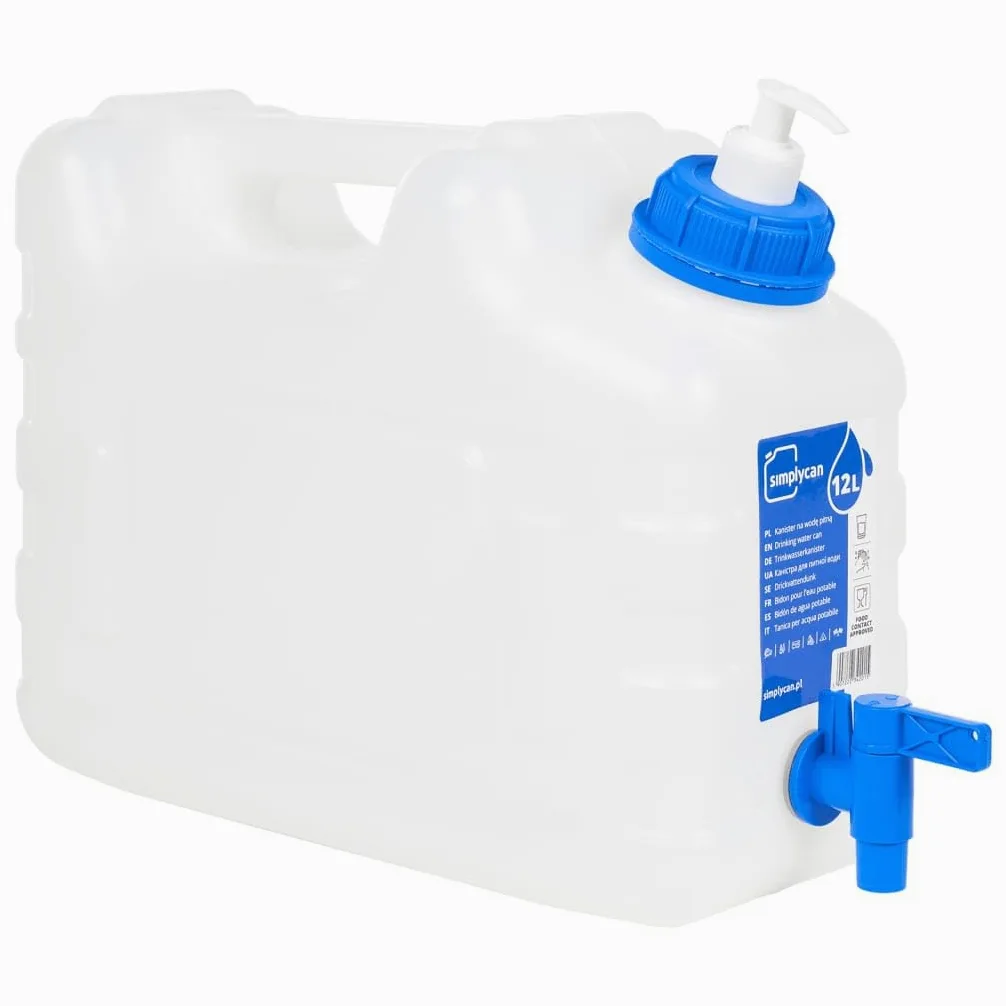 Depósito de agua con grifo y dispensador de jabón, 10 L, plástico transparente, apilable, con asa y cierre, ideal para camping, exterior, fiesta, senderismo, almacenamiento, caja organizadora