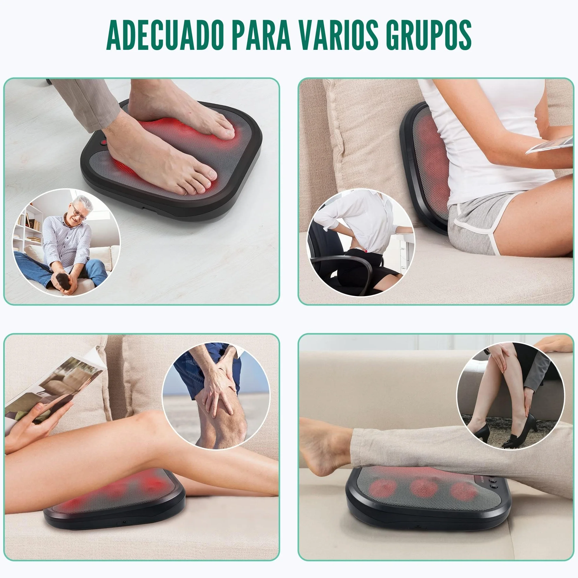 Snailax Masajeador de Pies Shiatsu con Calor, Nudos Flexibles para Todos los Tamaños