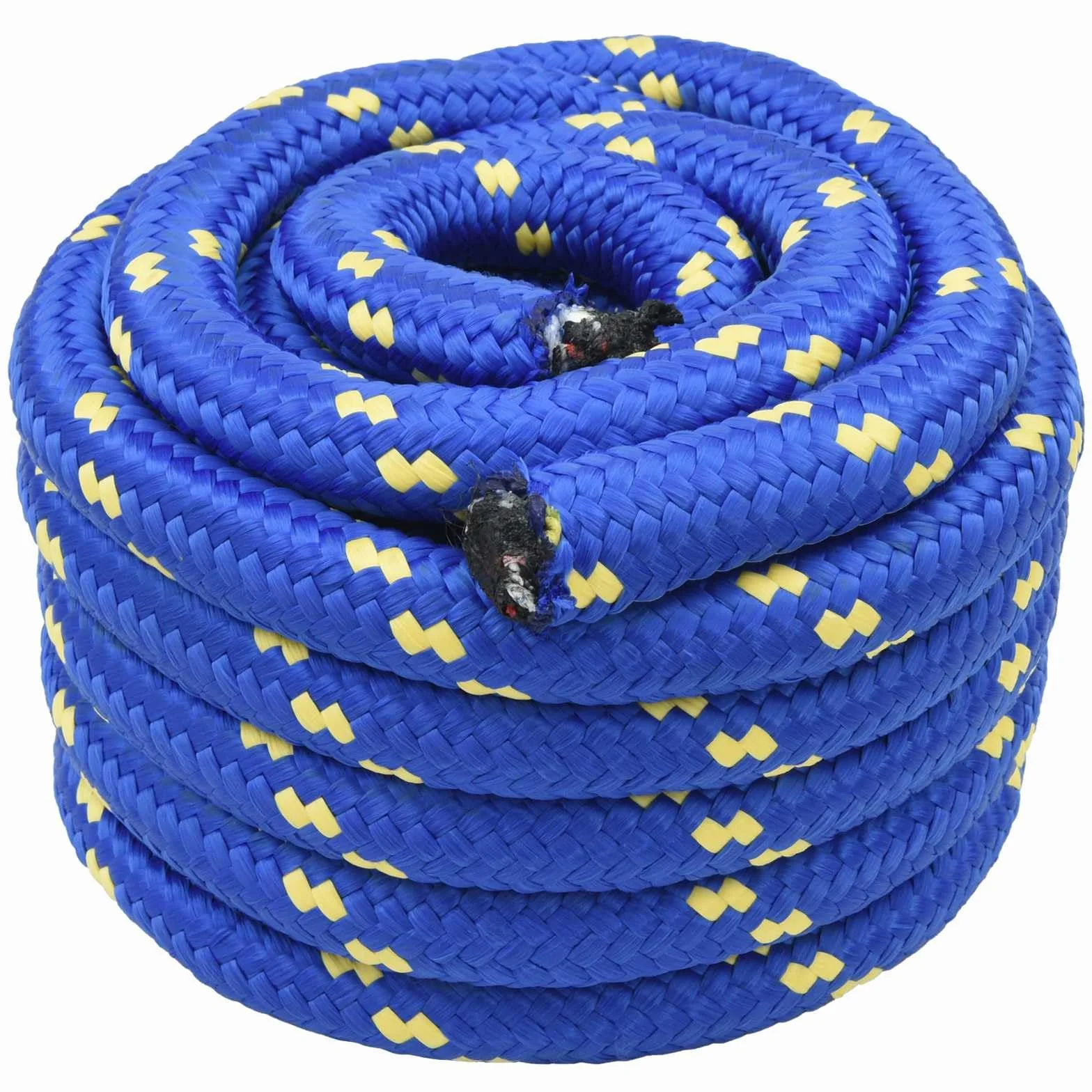 Cuerda de polipropileno de 10 m de longitud de 3 cm de diámetro, color azul, resistente a la intemperie y a los rayos UV, versátil para asegurar nudos y fijar en vela, camping, al aire libre y