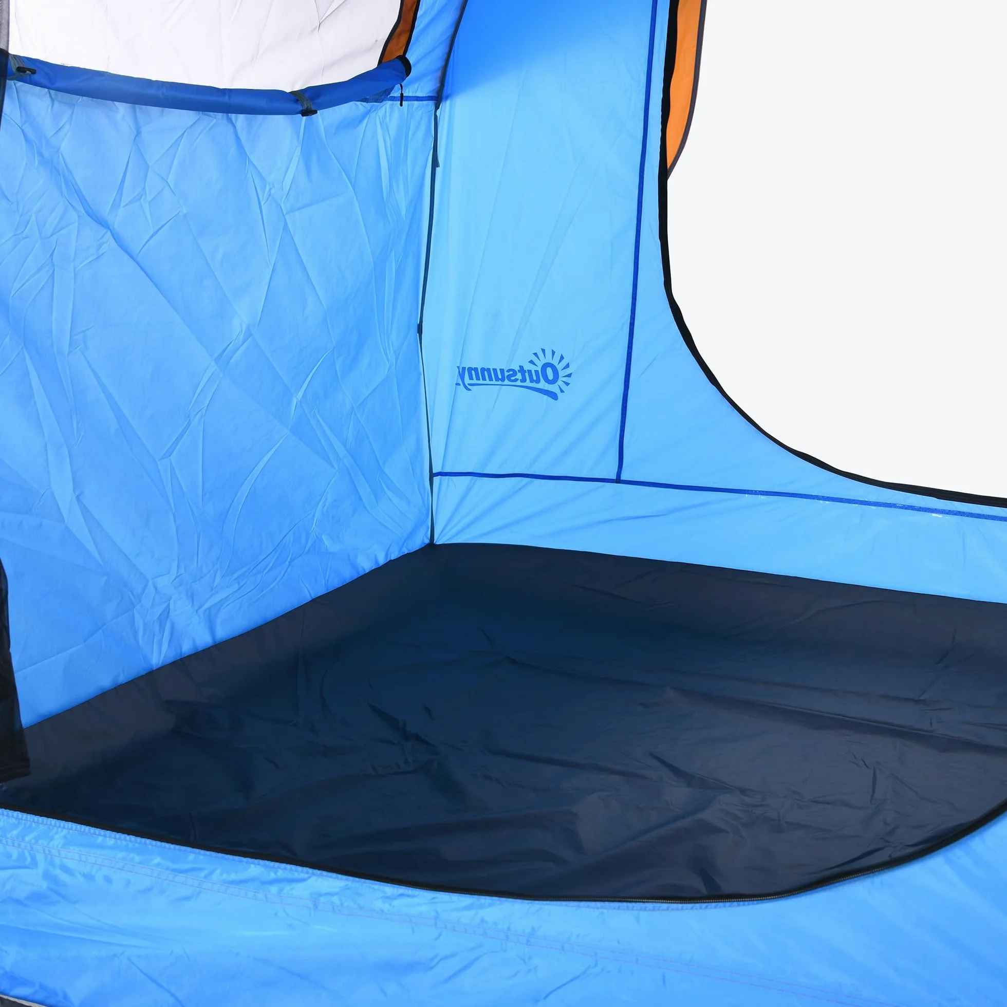 Outsunny 5-6 Personas Familia Hatchback Coche Tienda de campaña SUV con 3 Puertas y Ventana de Malla, para Trekking, Camping y Senderismo, Azul y Naranja
