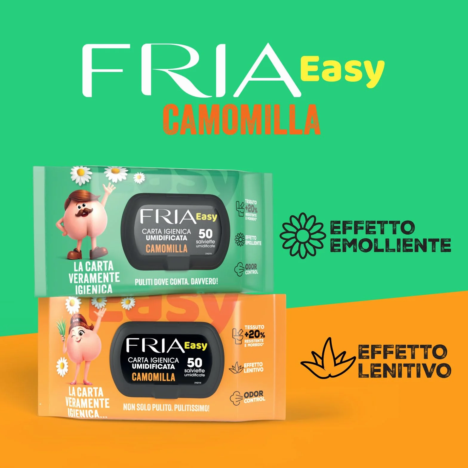 Fria Papel higiénico Easy Wet, 50 toallitas