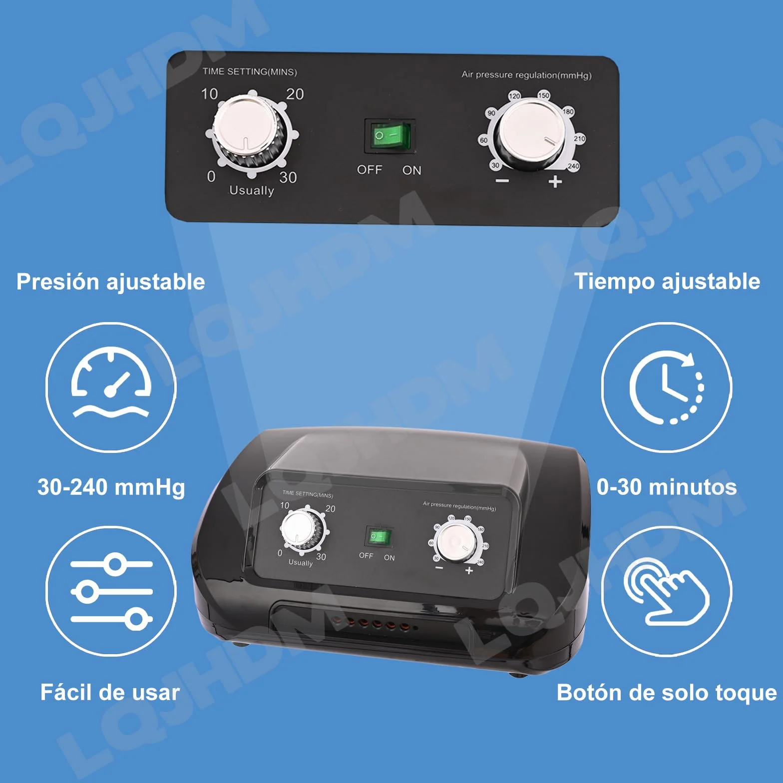 Presoterapia Piernas y Abdomen, Botas Presoterapia 6 Cámaras Masajeador Drenaje Linfático, 0-240 mmHg Ajustable, Negro
