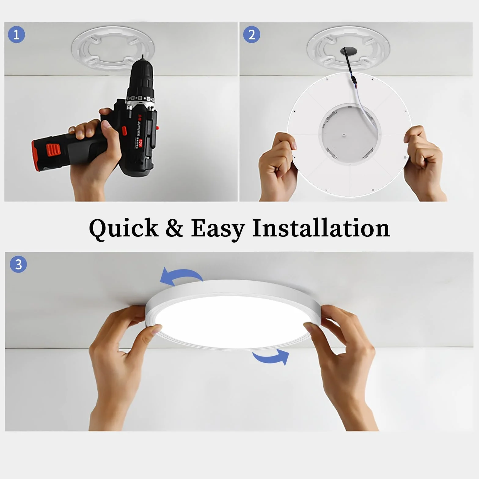 Plafon LED Redondo 18W 1600LM 3000K IP44 Ø22CM Lámpara de Techo Baño Cocina Interior