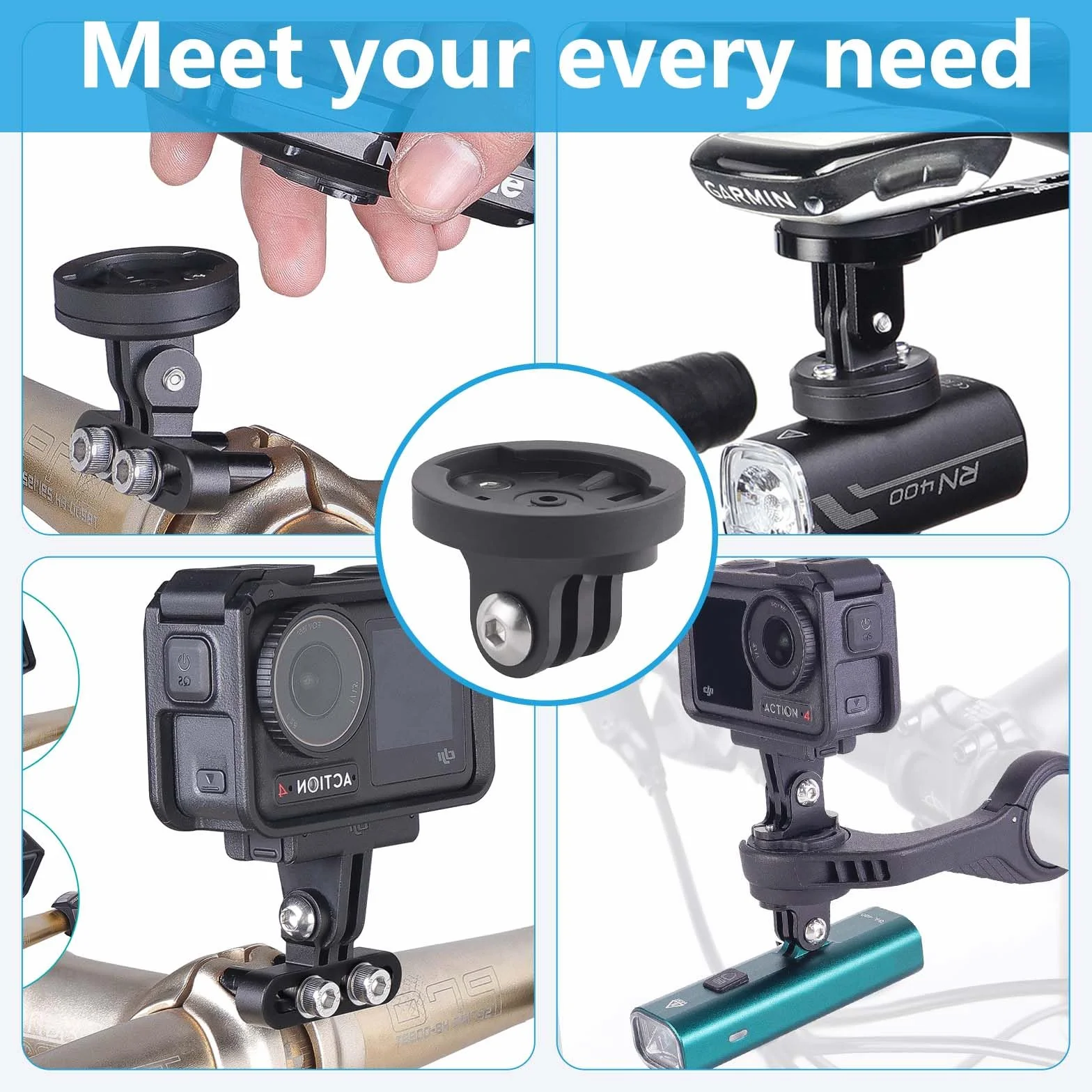 Soporte para Ordenador de Bicicleta, Gopro Bicicleta Ordenador Soporte para Garmin Edge, Soporte Bicicleta Adaptador Universal Combo, Soporte de Cámara para Uso Deportivo en Bicicleta
