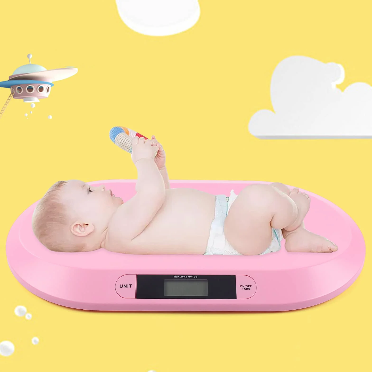 Báscula digital para bebé 20 kg pantalla LCD rosa pesa animales multiusos