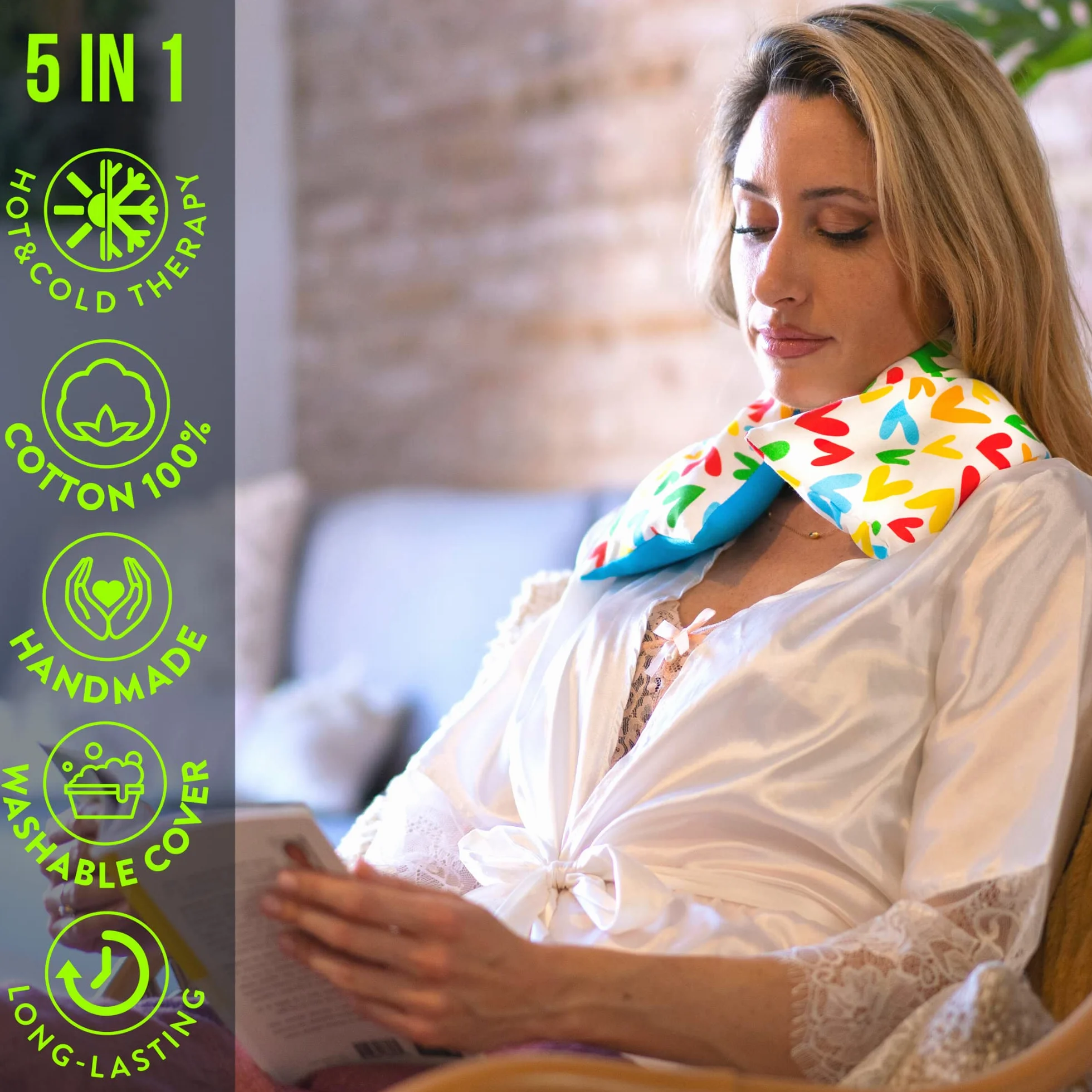 Saco Térmico Cervical con Semillas y Lavanda 60x15 cm - Almohada de Cuello para Microondas
