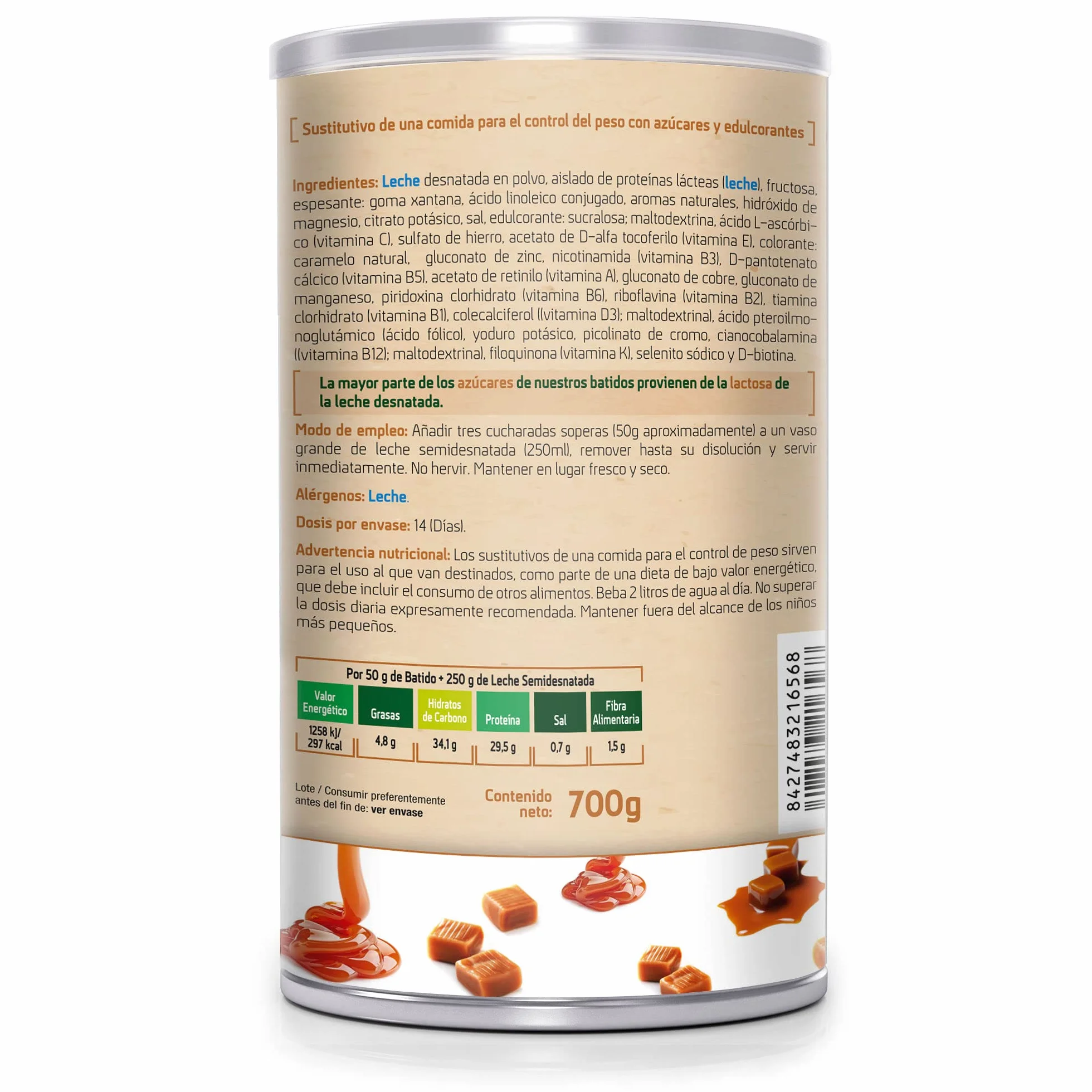 BATIDOS SACIANTES 550G POLVO SABOR TOFFEE CARAMELO