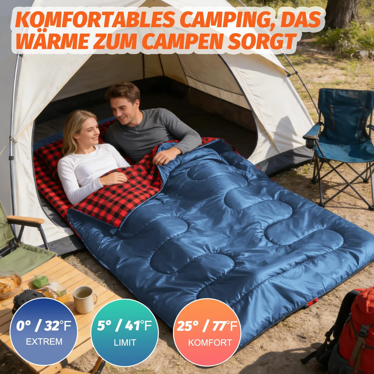SWTMERRY Saco de dormir doble para camping para adultos, saco de dormir para 2 personas, 230 x 160 cm, con 2 almohadas para familia, exteriores, senderismo, viajes
