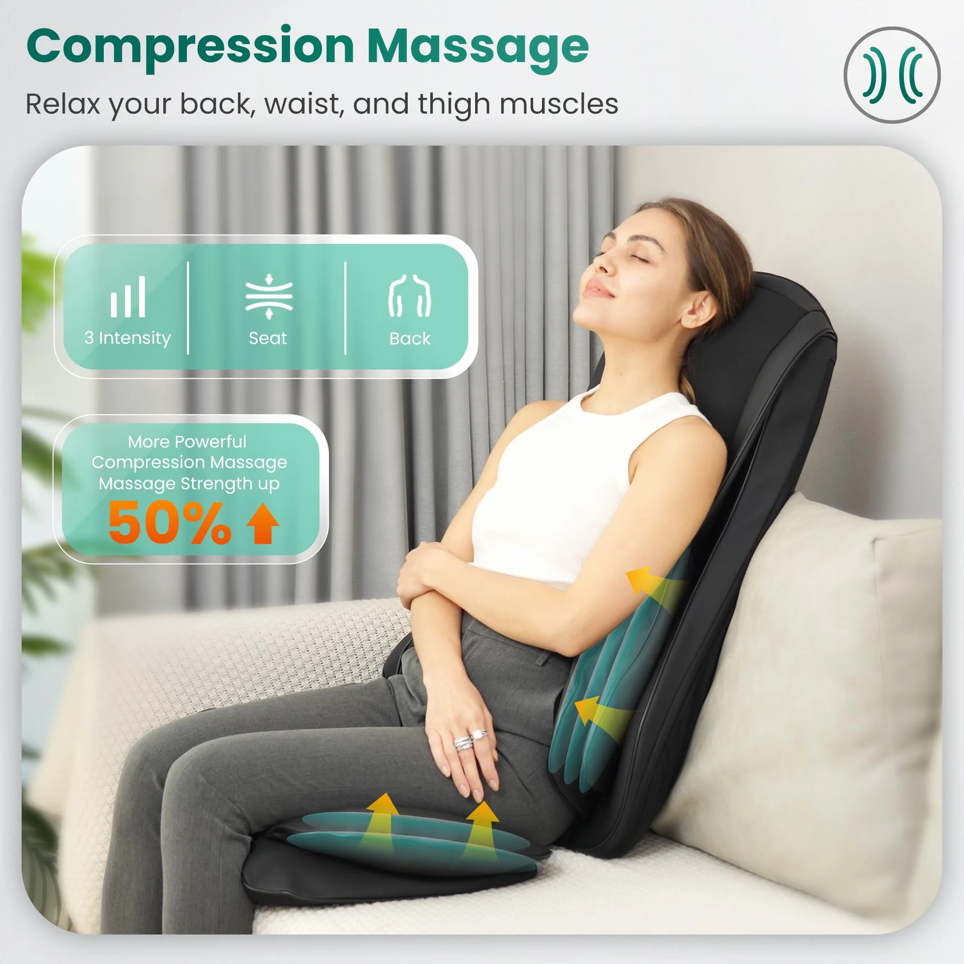 Snailax Cojín de masaje Shiatsu para espalda, cuello y hombros con compresión y vibración