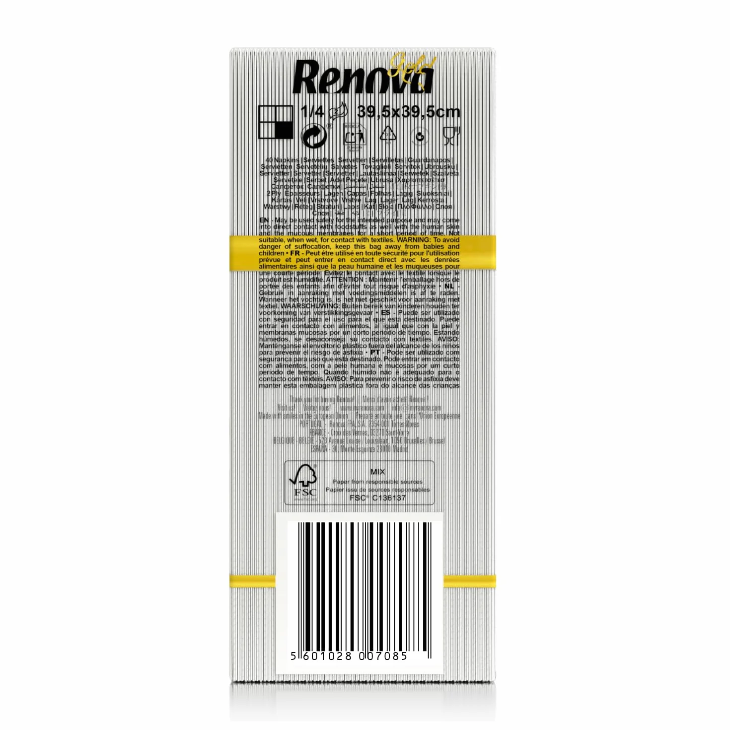 Renova Gold Servilletas Premium Blancas 40 sztuk 2 Capas Tamaño Grande