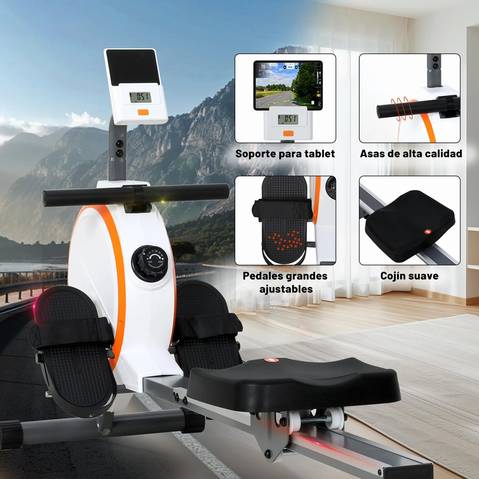 Máquina De Remo para Casa, Máquina Remo Magnético con 16 Niveles de Resistencia, Pantalla LCD, Maquina De Remo para Casa súper silenciosa, Rowing Machine Remo Fitness Gym En Casa