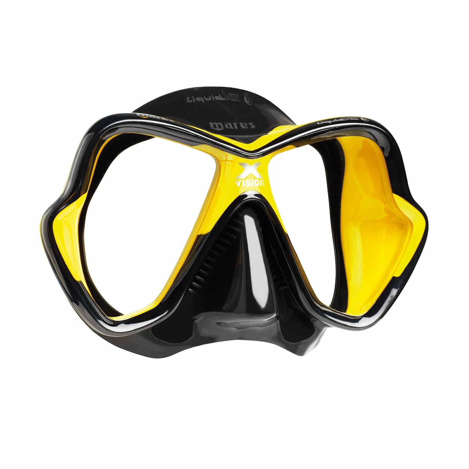 Conjunto de buceo Mares X-Vision Liquidskin Ergo Dry, negro y amarillo