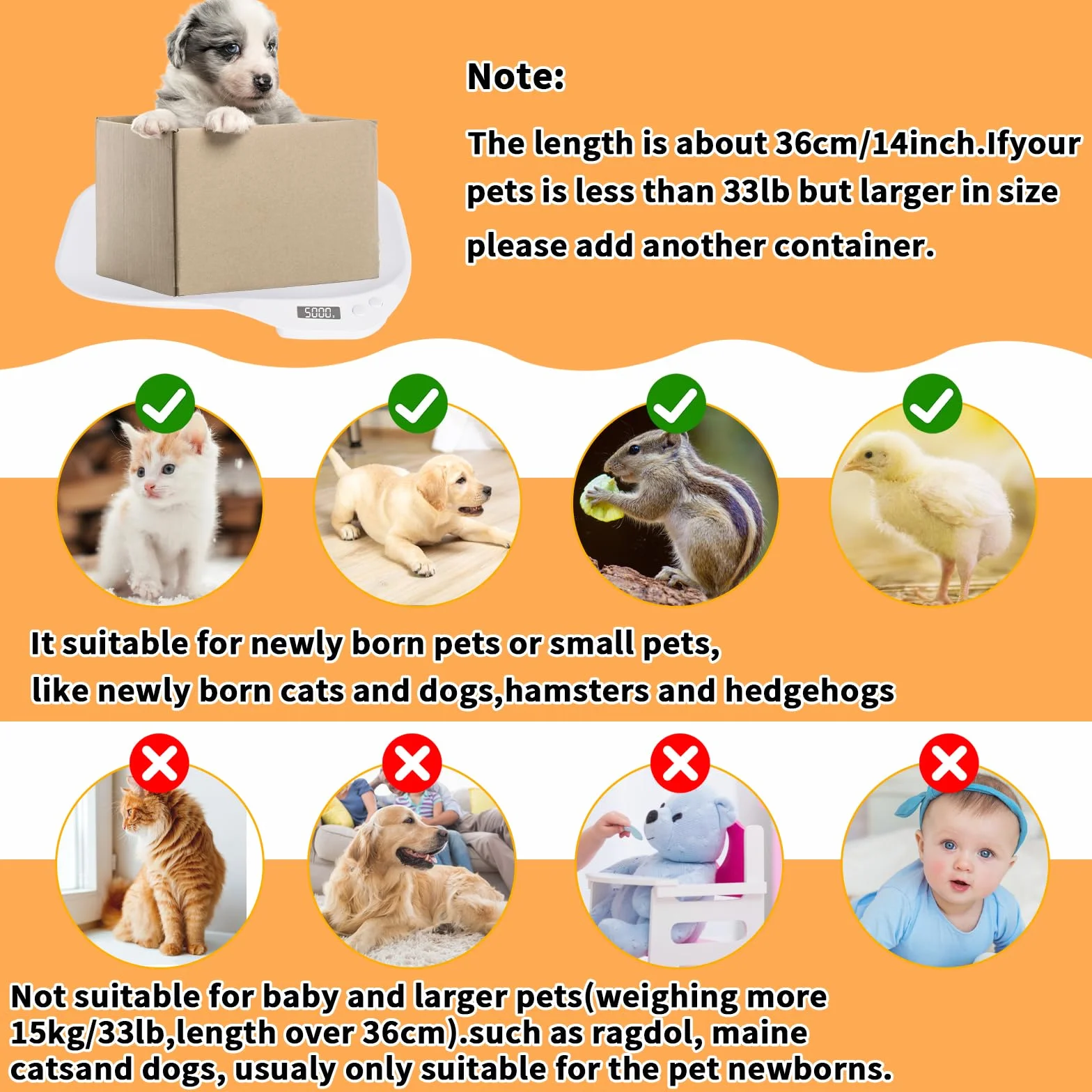 Báscula digital para mascotas 15 kg 4 modos de ponderación
