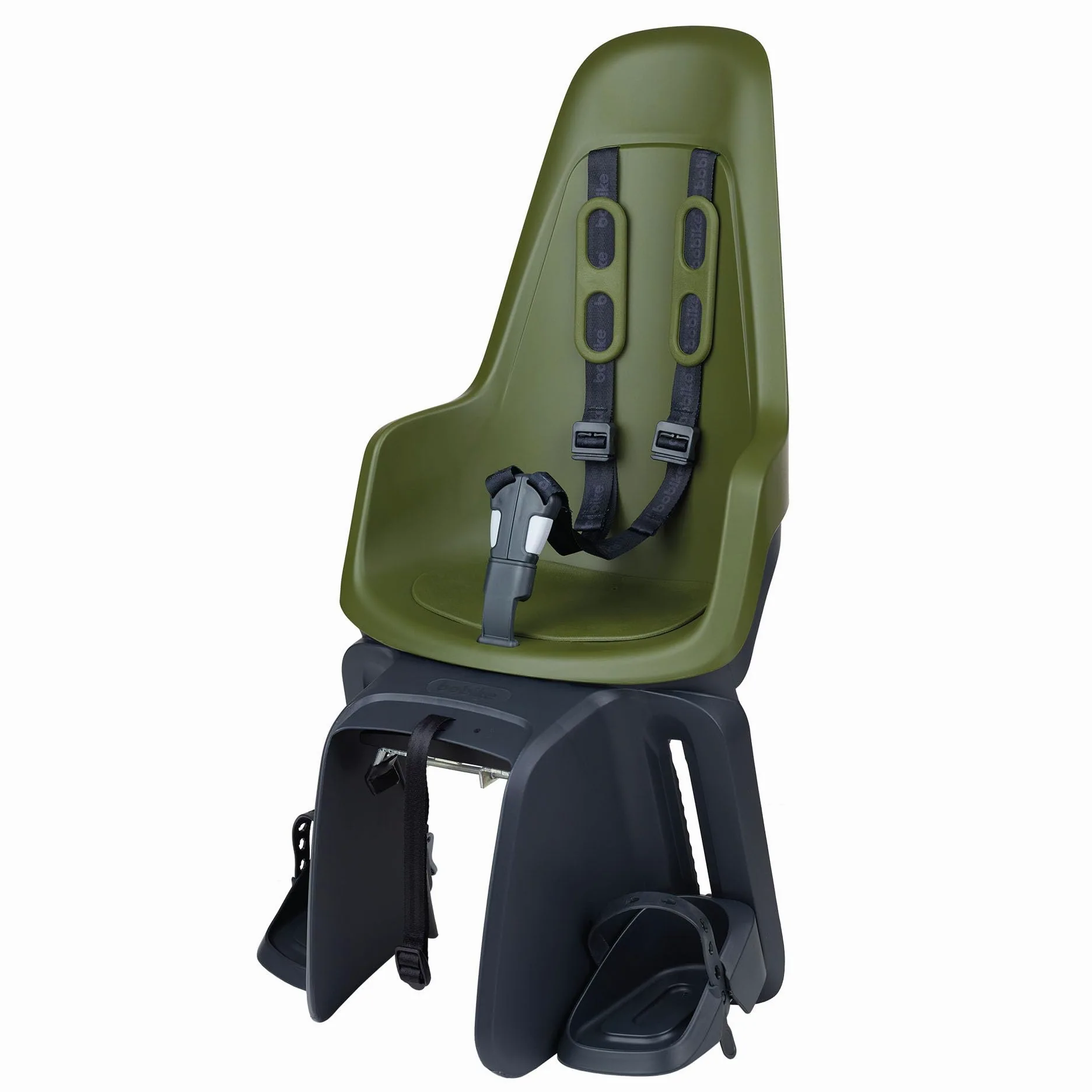 BOBIKE 8012100021 - Silla Bicicleta Trasera One Maxi EB-D para Portaequipajes – Segura y fácil de Montar, Adecuada para niños de 9 Meses a 6 años, hasta 22 kg, Verde Oliva