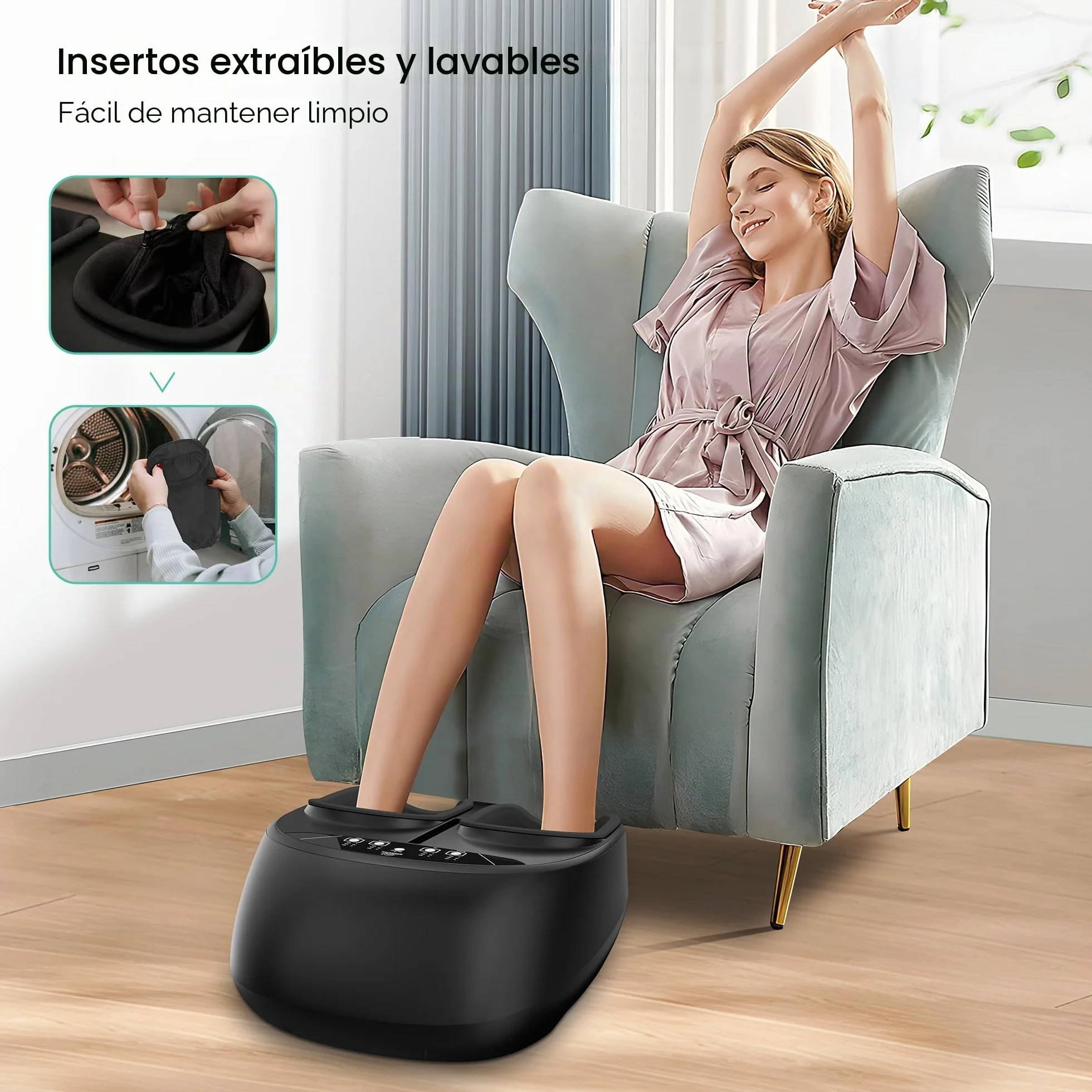 Snailax Masajeador de pies Shiatsu con calor y compresión, eléctrico con mando a distancia