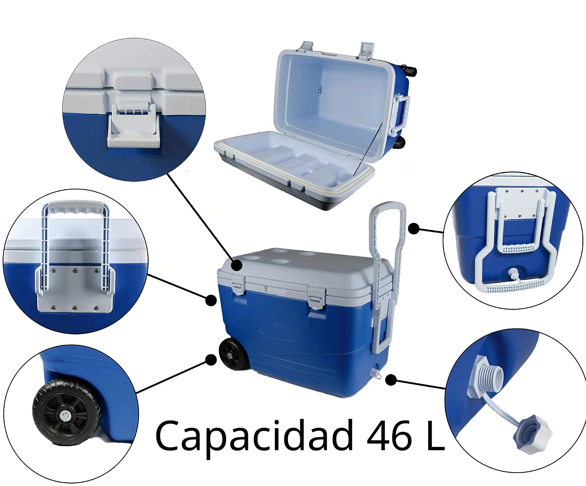 Refrigerador rígido 46 litros, 60,5 x 35,5 x 41,5 cm, Azul/Blanco