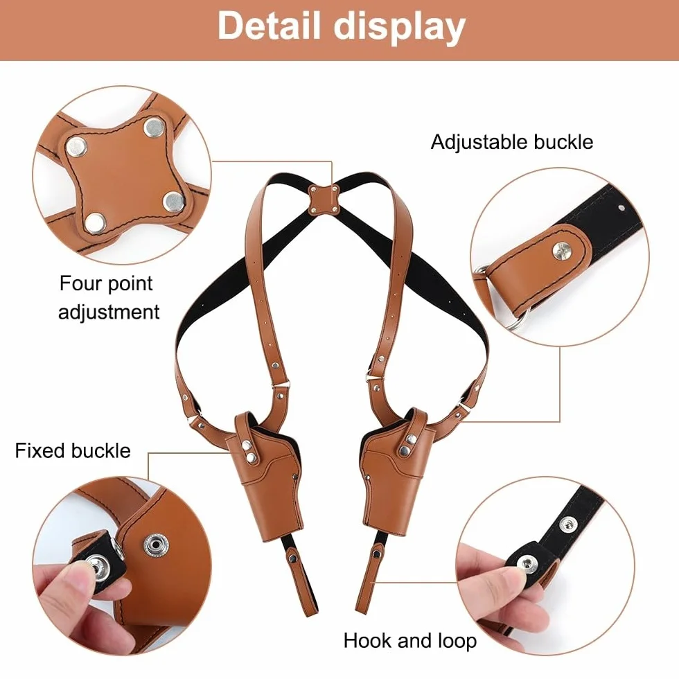 Funda de Hombro, Funda Vertical de Cuero sintético para Pistola Doble, Funda Oculta con Correa Ajustable para 1911 92 96, GL 48 45, 43, 19, QSZ92
