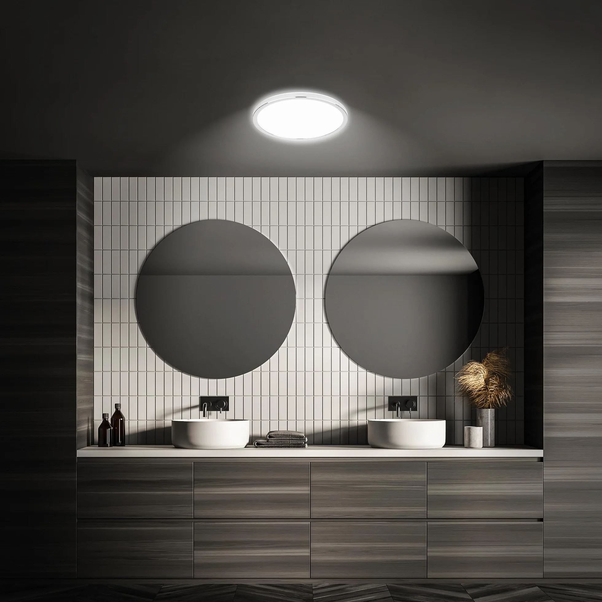 BRILONER Plafon LED techo baño luz indirecta IP54 29,3x2,8 cm cromo