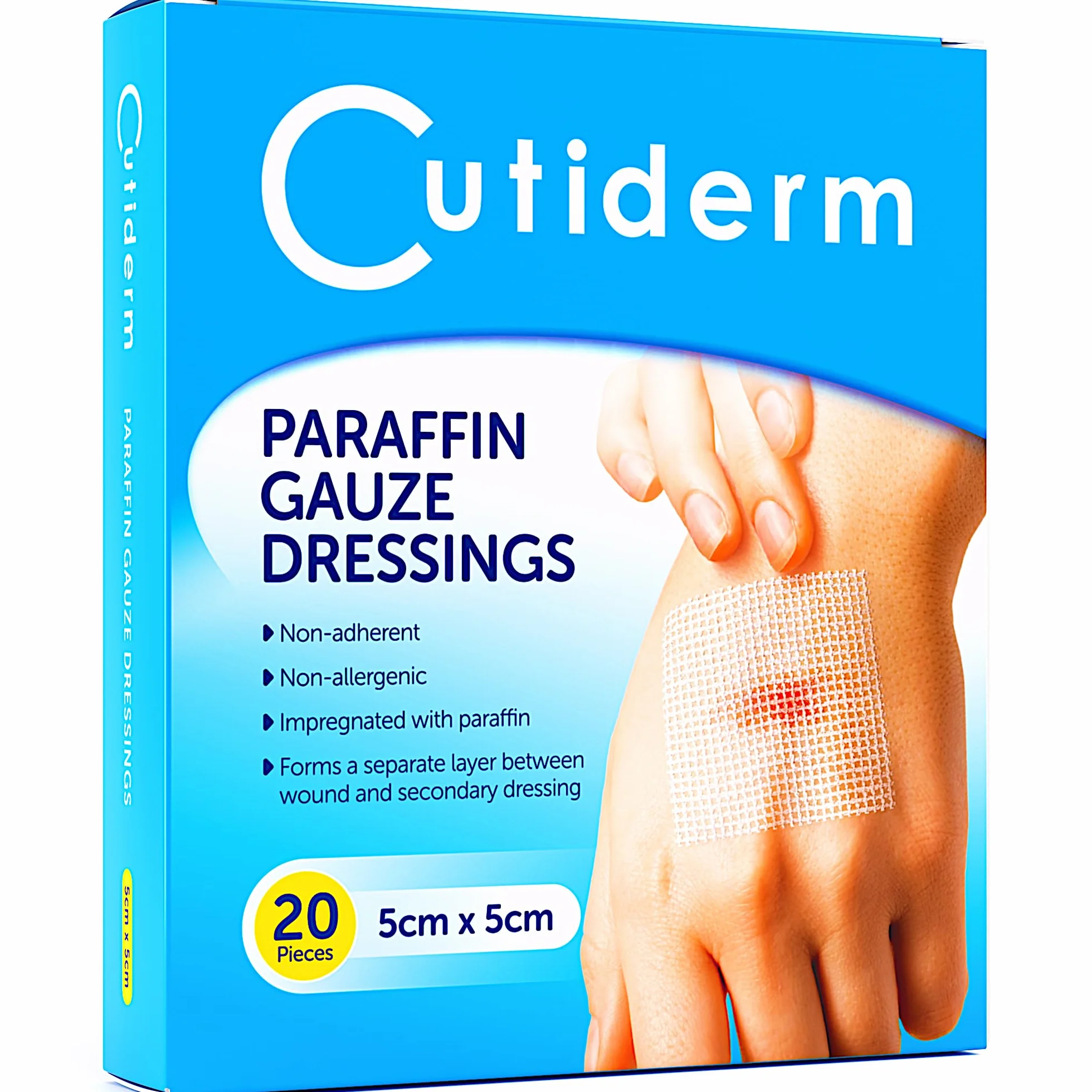 Cutiderm Apósitos De Gasa De Parafina 5cm x 5cm Paquete 20 unidades