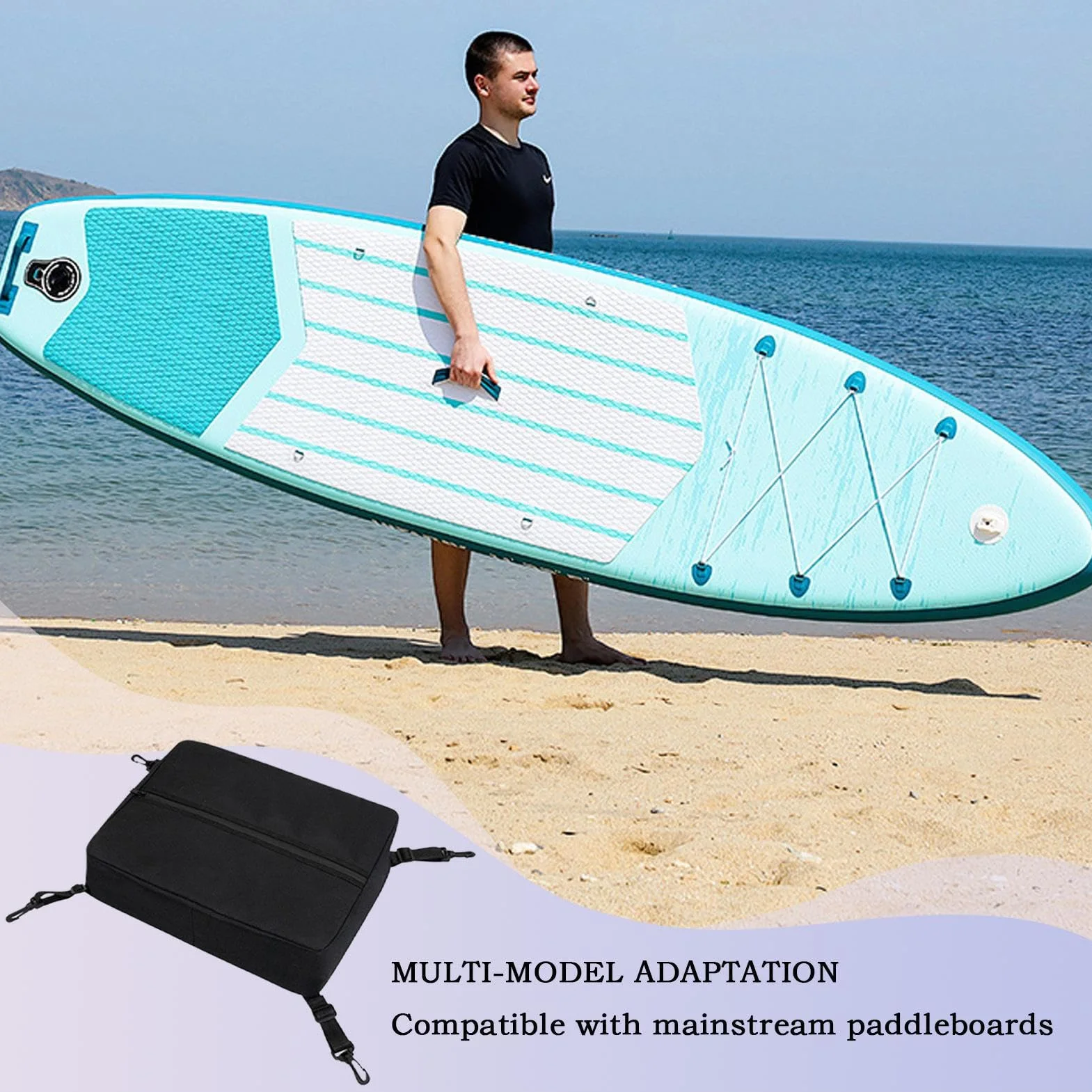 Paddle Board Deck Bag, Surfboard Storage Mesh Pouch, Zippered Stand Up Paddleboard Accessory, Waterproof and Lightweight Gear Organizer for Kayaking, Outdoor Adventures