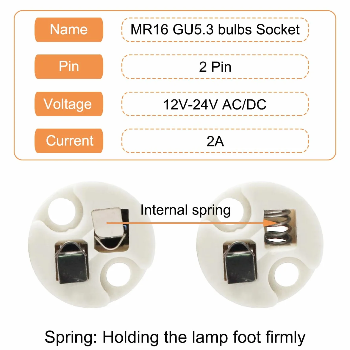 LED MR16 GU5.3 Enchufe 10 piezas Bombilla de lámpara halógena Conector de cerámica Adaptador de cable MR11 G4