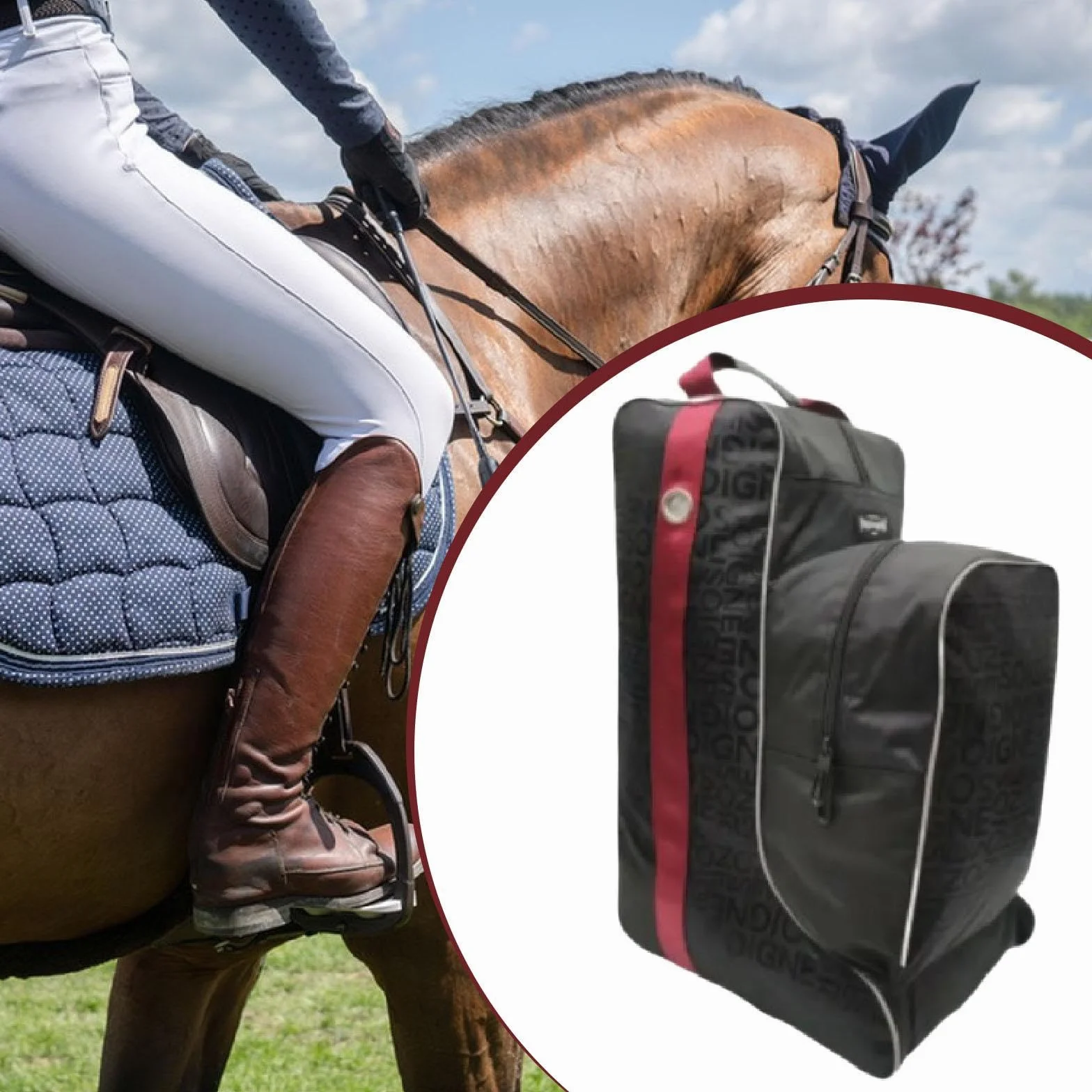 Fenteer Bolsa Alta para Botas, Bolsa Impermeable para Sombrero de Equitación, Almacenamiento para Accesorios de Equipo, Mochila Multifuncional Y Portátil