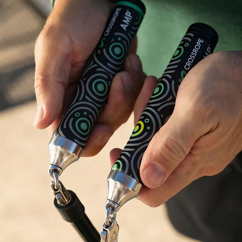 Crossrope AMP - Juego de cuerda de saltar inteligente con 0.25 libras, 0.45 libras y 1 libra - Conexión Bluetooth, entrenamiento de fitness de alta intensidad para quemar altas calorías y cardio