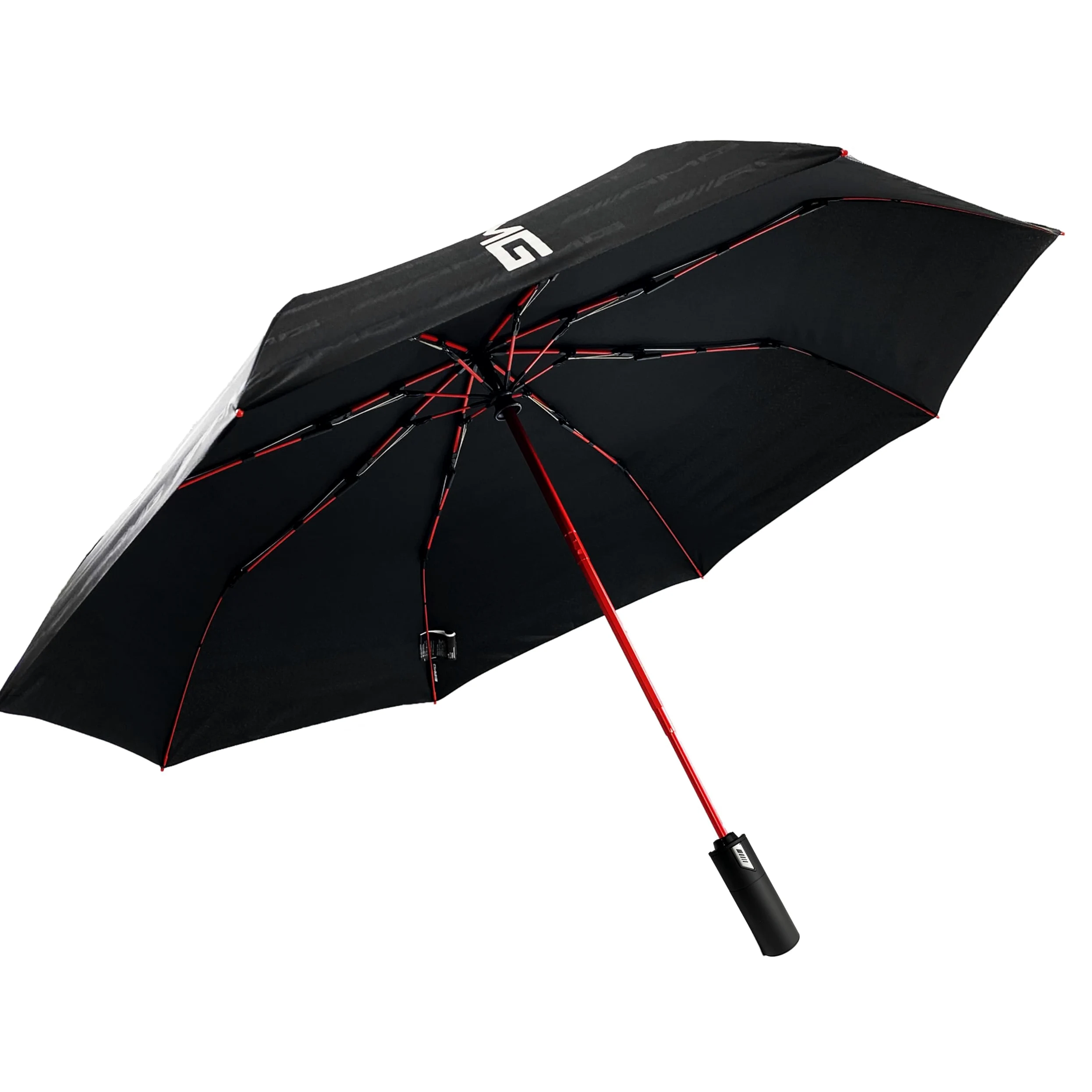 Paraguas Plegable AMG Auténtico – Antiviento, Apertura y Cierre Automáticos, Compacto de Viaje, Diseño Negro y Rojo Premium, Resistente y Ligero para Todo Clima