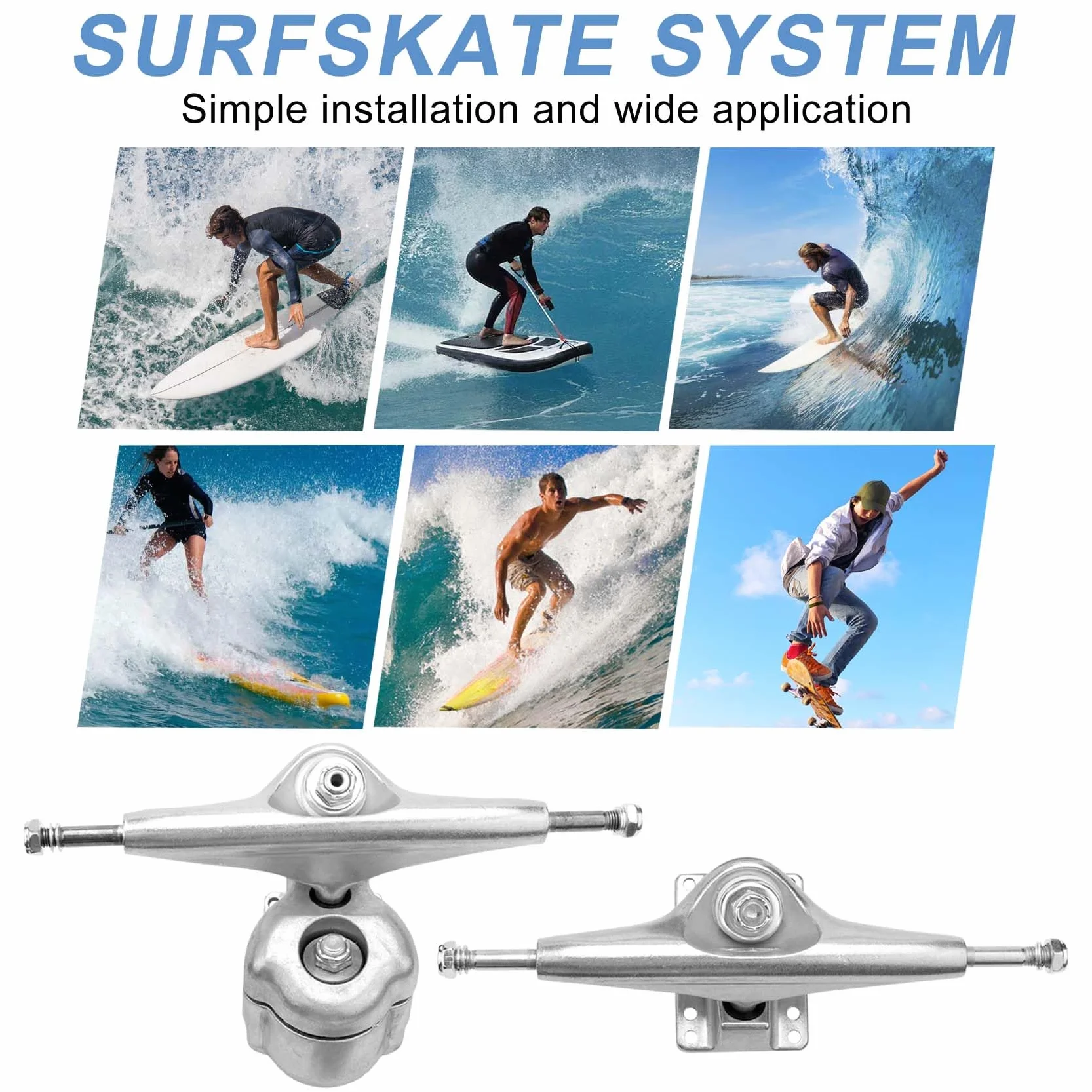 Land Surf Skateboard Eje para S6 Rojo BruCke Surfskate Skateboard Adapter,Plata Junta Set
