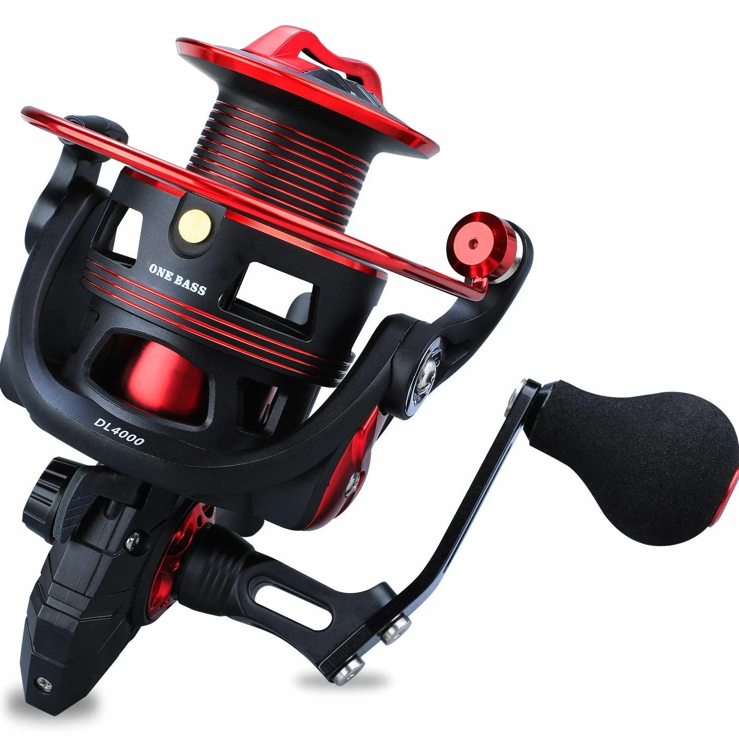 Carrete de pesca One Bass, ligero y giratorio, para agua salada y dulce, sistema de arrastre de fibra de carbono de 17,9 kg , con rodamiento de bolas 12+1, ultra suave, para peces de costa, de aluminio