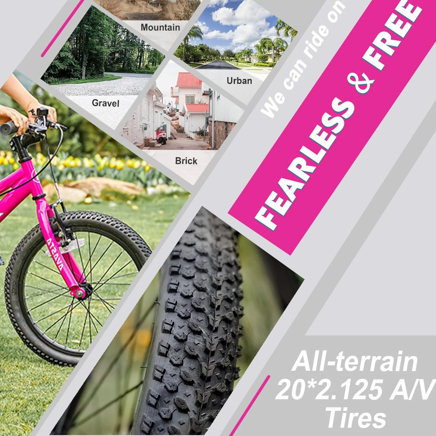 AVASTA Bilbo Bicicleta Infantil de 18, 20 y 24 Pulgadas para niños y niñas de Entre 5 y 14 años, con Manillar y sillín Ajustables, Dos Frenos V-Brake y un Soporte