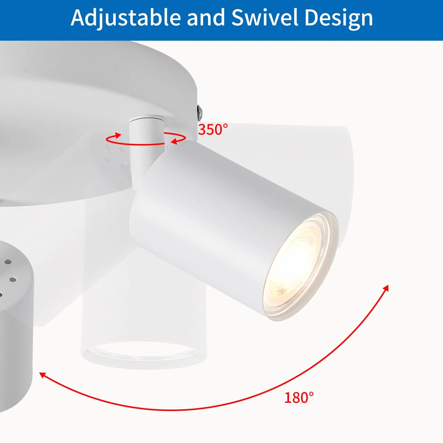 ANWIO Focos LED Interior Techo Ajustable 3 Focos LED Metal Blanco