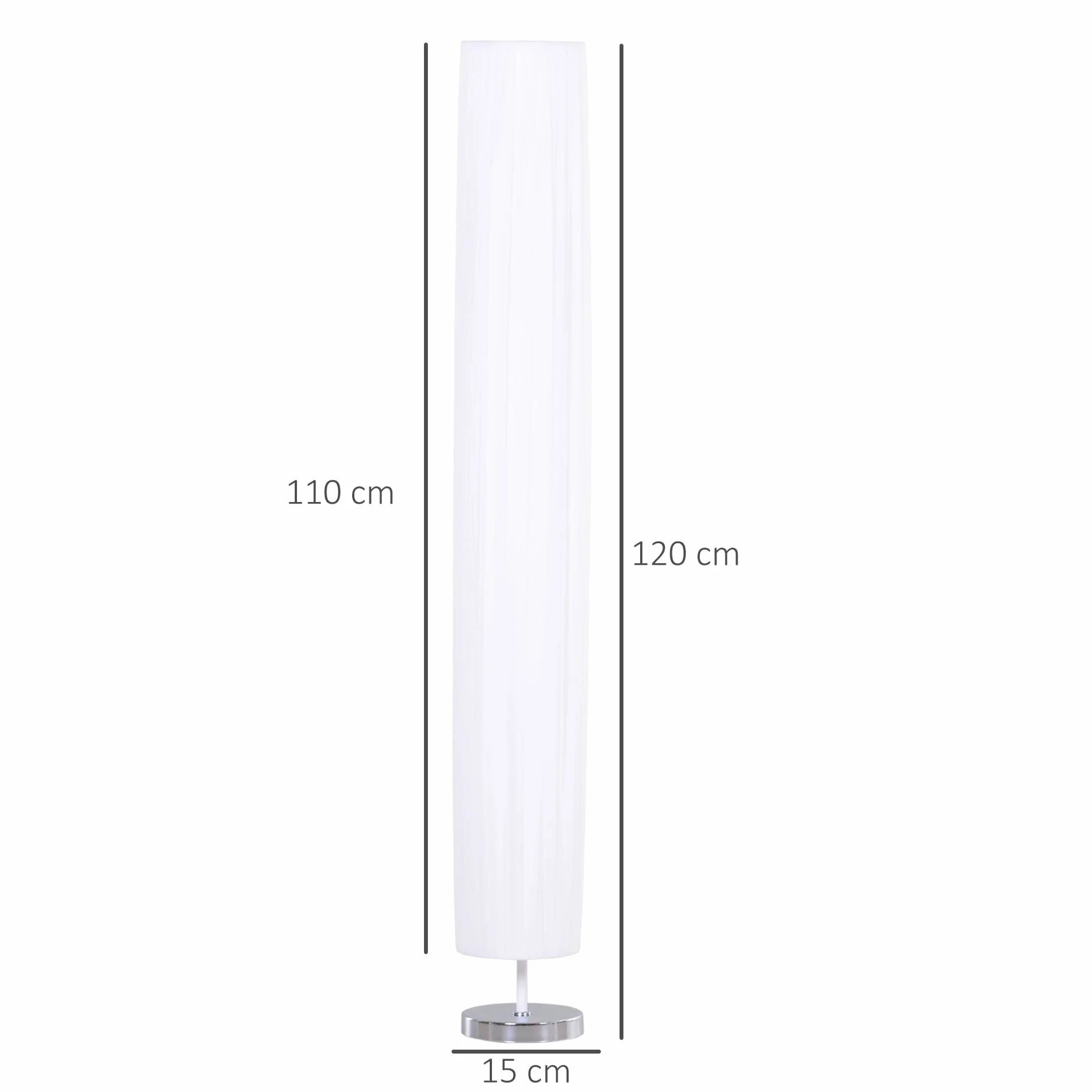 HOMCOM Lámpara de Pie Moderna 120 cm Blanco E27 Acero Inoxidable Bajo Consumo