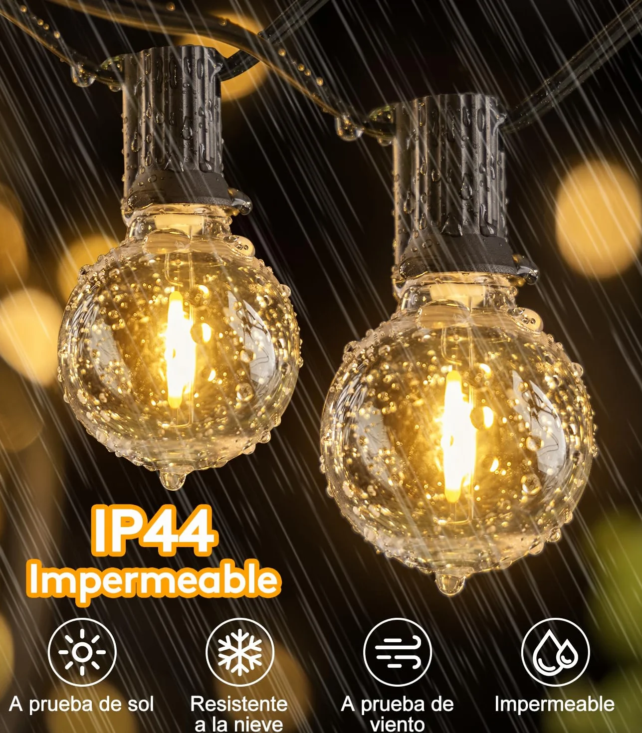 Guirnalda Luces Exterior LED 20M G40 Dimmable IP44 Impermeable Conectable