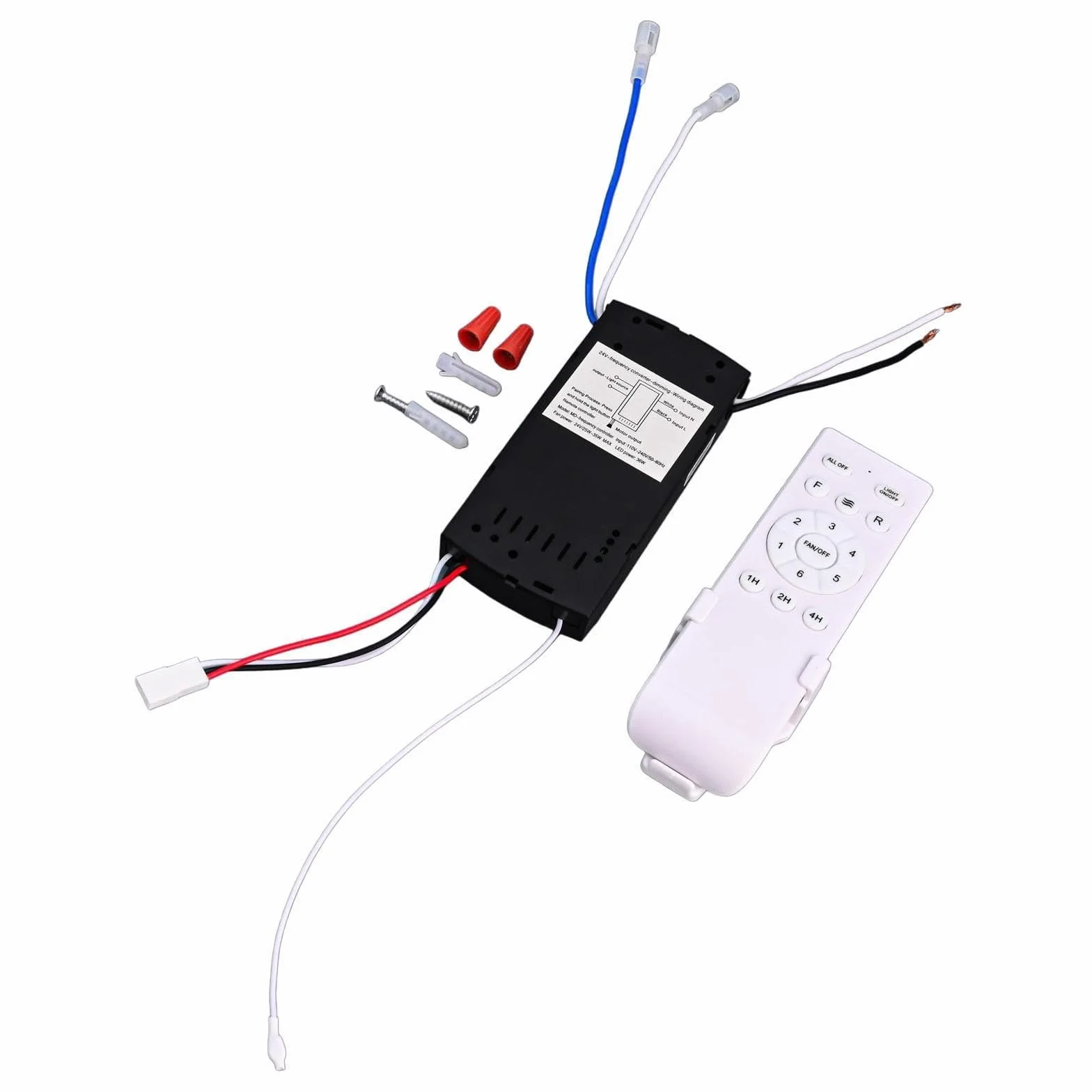 Kit de control remoto para ventilador de techo, 6 velocidades, compatible con 90-265 V, blanco