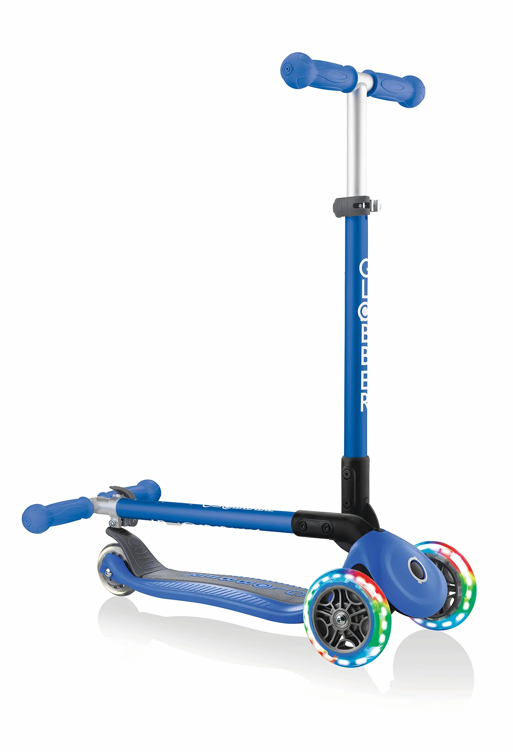 Globber Primo Foldable - Ruedas Luminosas (Plegables, Talla única), Color Azul Marino