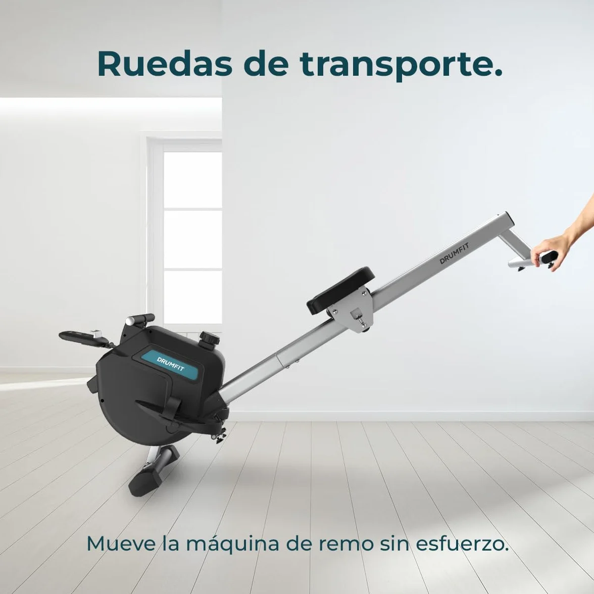Cecotec Máquina de remo DrumFit Rower, Resistencia Magnética, 10 Niveles, Volante de Inercia, Deslizamiento Silencioso, Display LCD, Diseño compacto y Ruedas