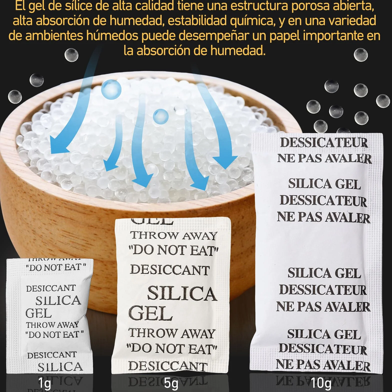 Bolsas de Gel de Silice XIANGLONGY 1g x 100 Pcs, Silica Gel Bolsitas para Cajones de Ropa y Zapateros
