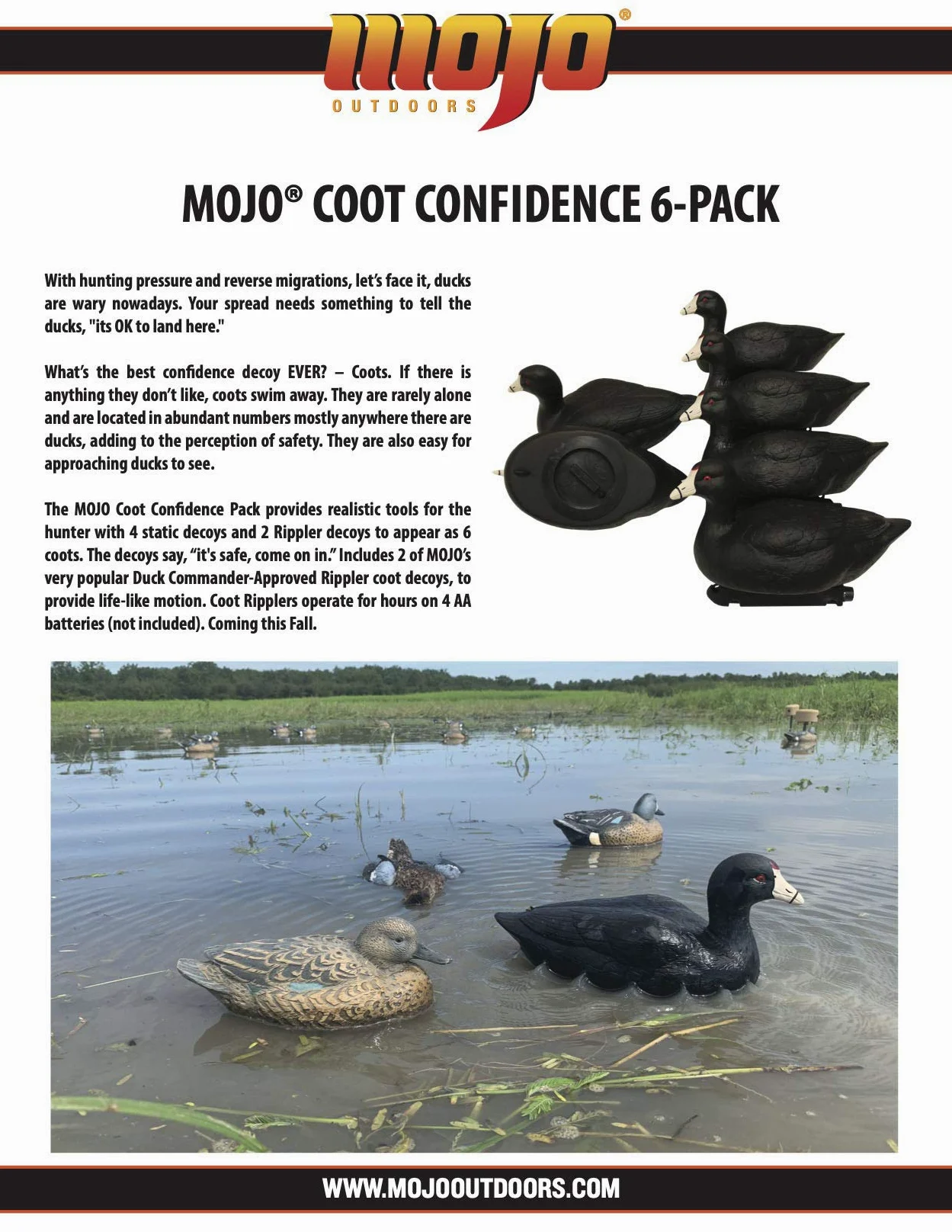 MOJO Outdoors Hw2514 Señuelos de coot, Unisex, Negro, Talla única