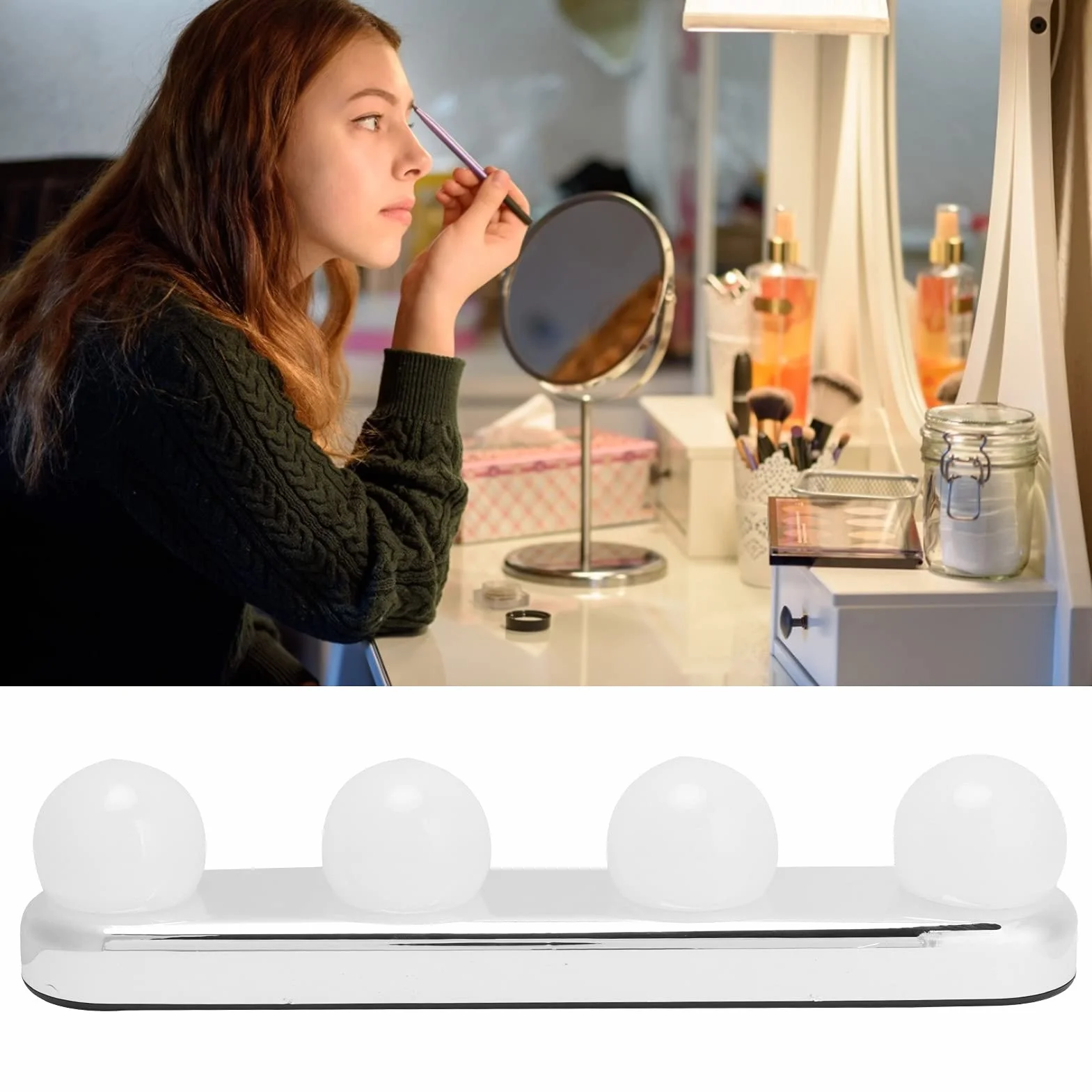 Yosoo Health Gear Kit de Luces LED para Espejo, Bombillas Regulables, Tira Flexible, Luz Diurna Tocador Maquillaje Baño