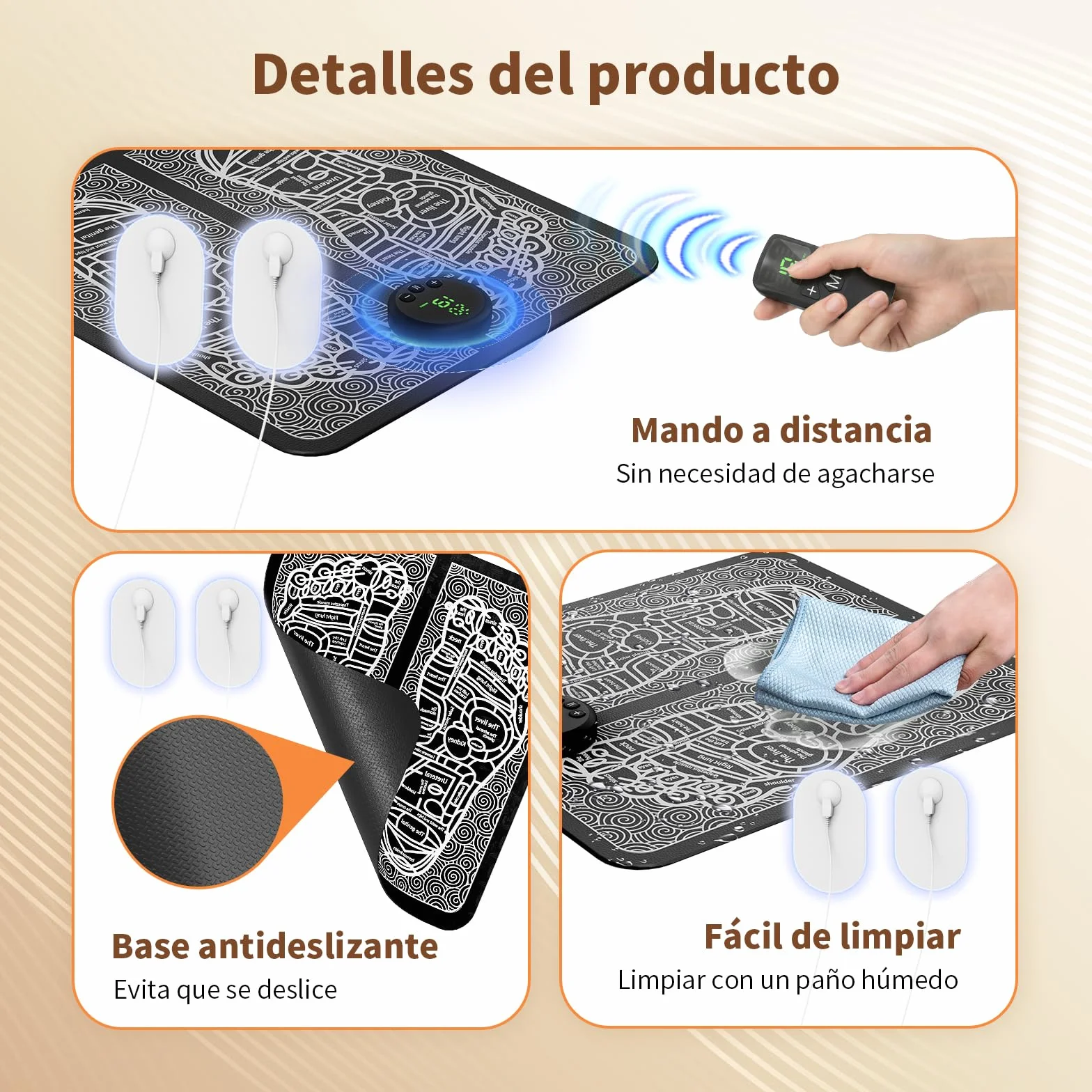 Estera Masajeadora de Pies EMS, Masajeador Eléctrico Plegable con 12 Modos y 19 Niveles de Intensidad para Circulación y Alivio del Dolor