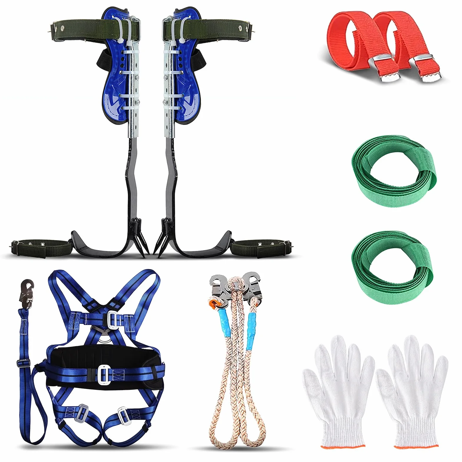 Juego profesional de clavos para escalar árboles con arnés de seguridad de cuerpo entero - Equipo de escalada con capacidad de peso de 330 libras para arboristas y operaciones de rescate