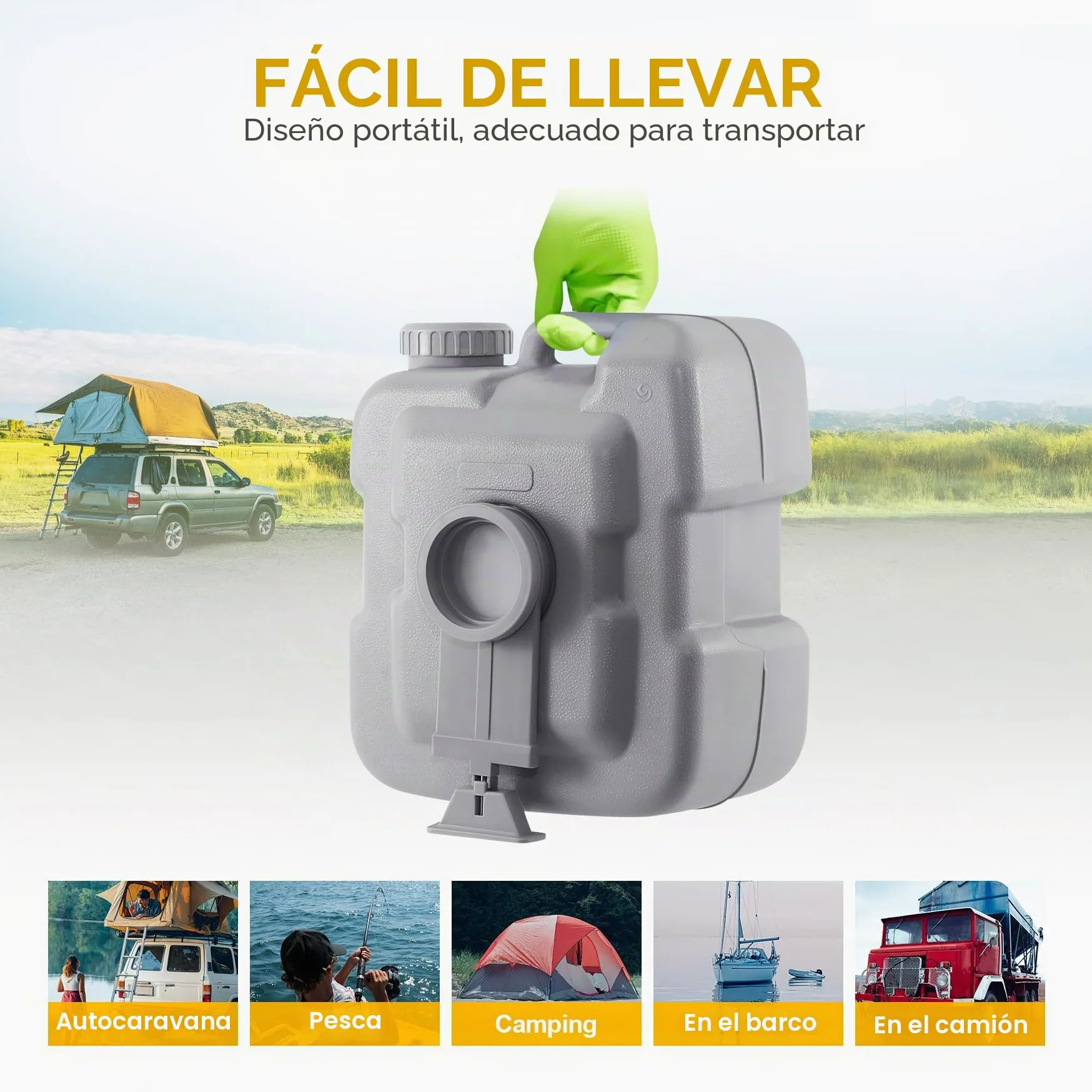 Samger 20L Inodoro Portatil, Químico Baño WC con Tapa de Inodoro, Desmontable Inodoro, Extraíble Químico Carga Máxima de 130kg para Autocaravana Camping RV