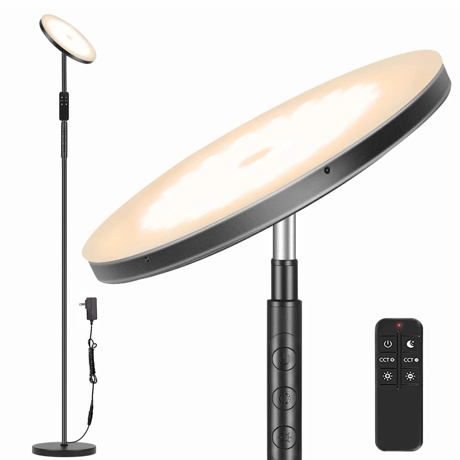 Lámpara de pie 36W 3600LM 350W Equivalente Moderna Torchiere con Mando a Distancia y Control Táctil 69" Sala de Estar