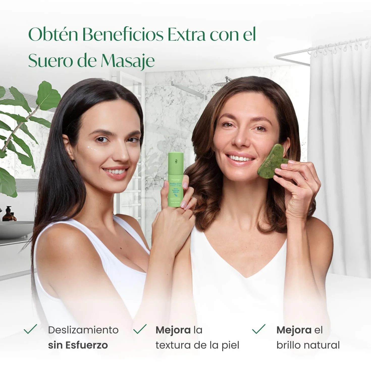 Plantifique Gua Sha Facial de Jade Auténtico - Masajeador Facial para Tonificar y Reafirmar la Piel