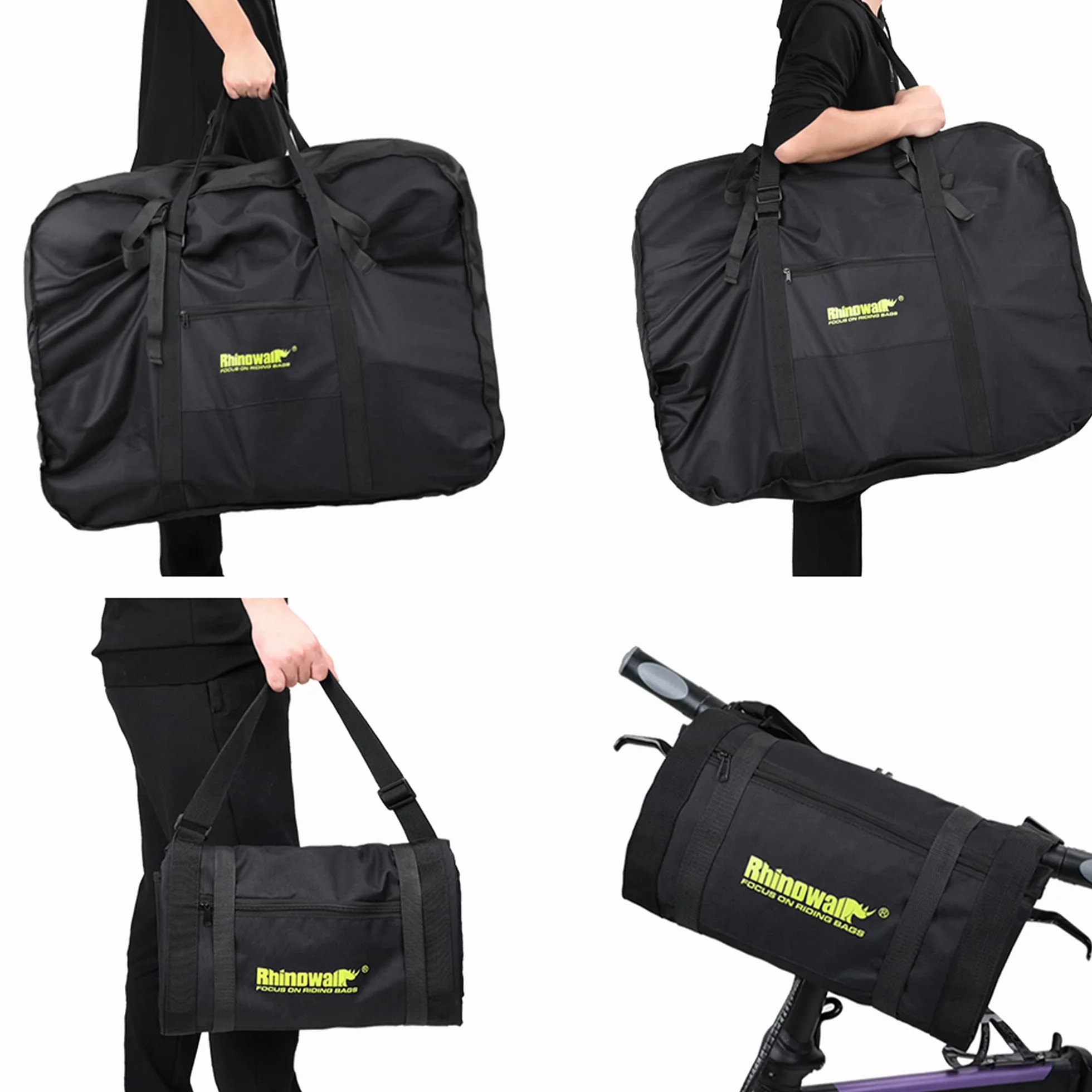 Rhinowalk Bolsa Plegable para Bicicleta de 20/26 Pulgadas, Impermeable, Bolsa de Transporte para Coches, Tren y Viajes (Negro 20 Pulgadas)