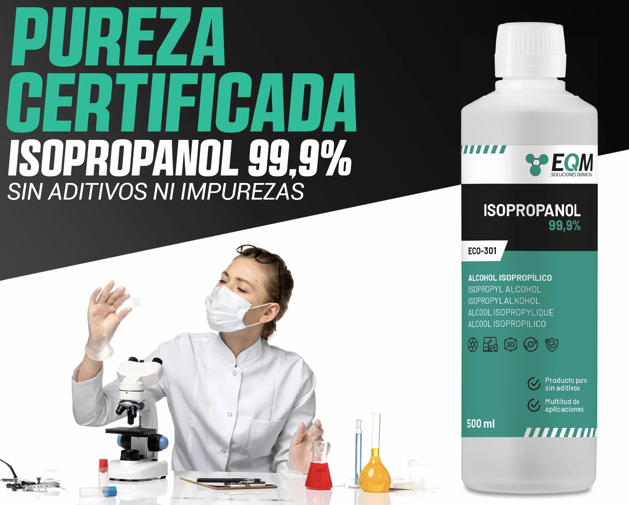 Alcohol Isopropílico 99,9% 500 ML Isopropanol Limpieza Componentes Electrónicos